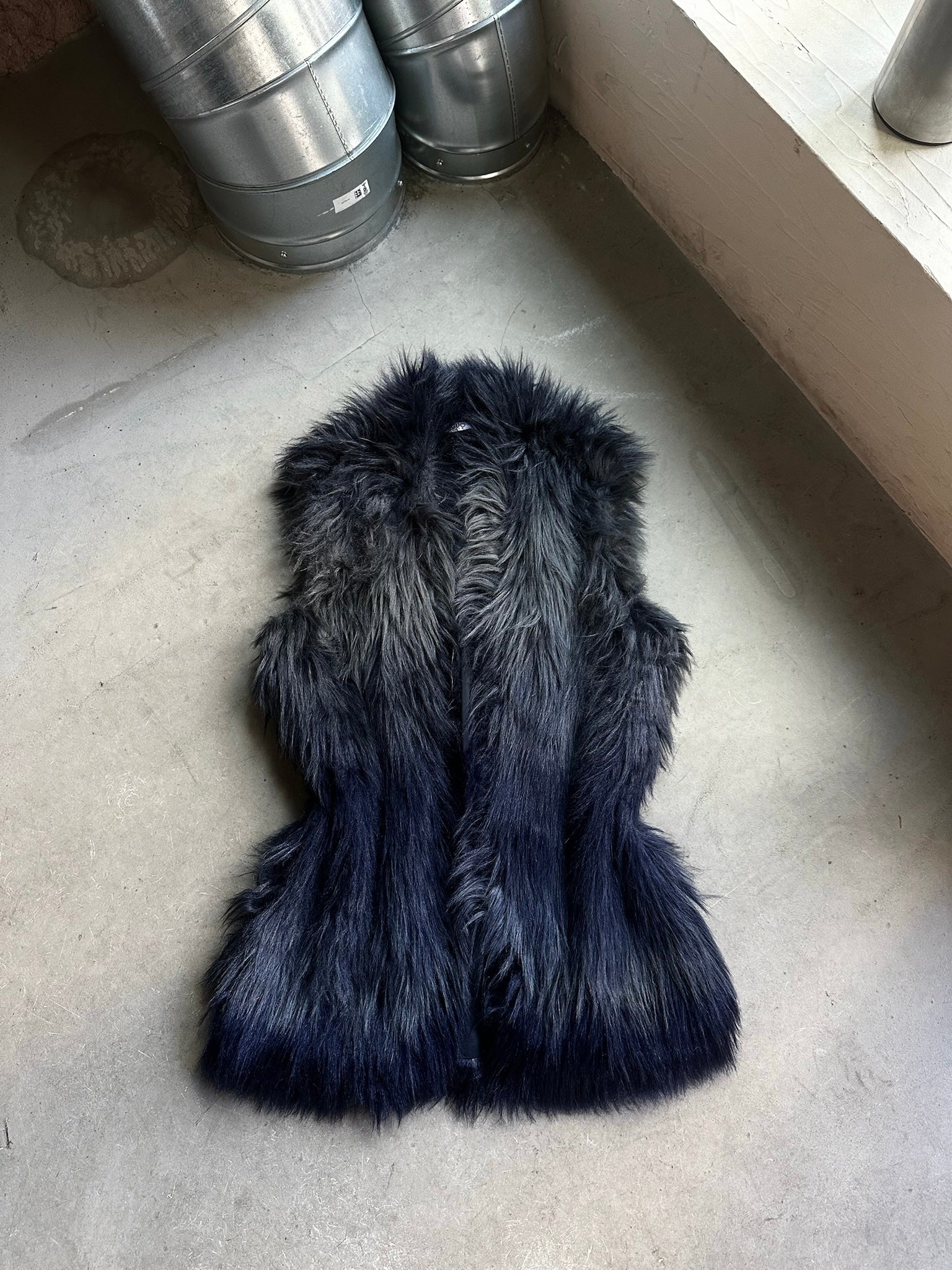 2000s Liu Jo Faux Fur Vest Dark Purple - S