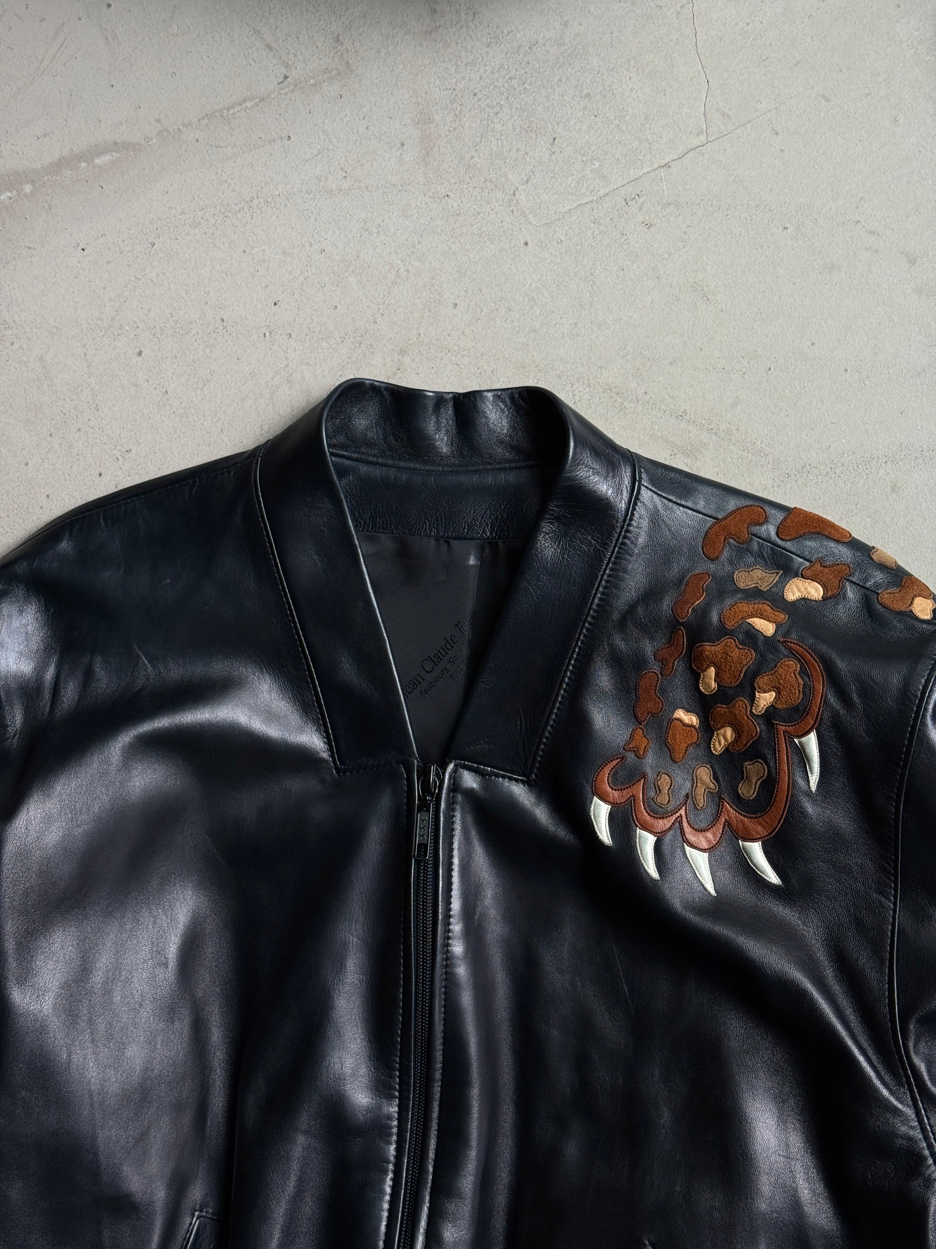 Vintage Jean Claude Jitrois Leopard Leather Jacket Black - M