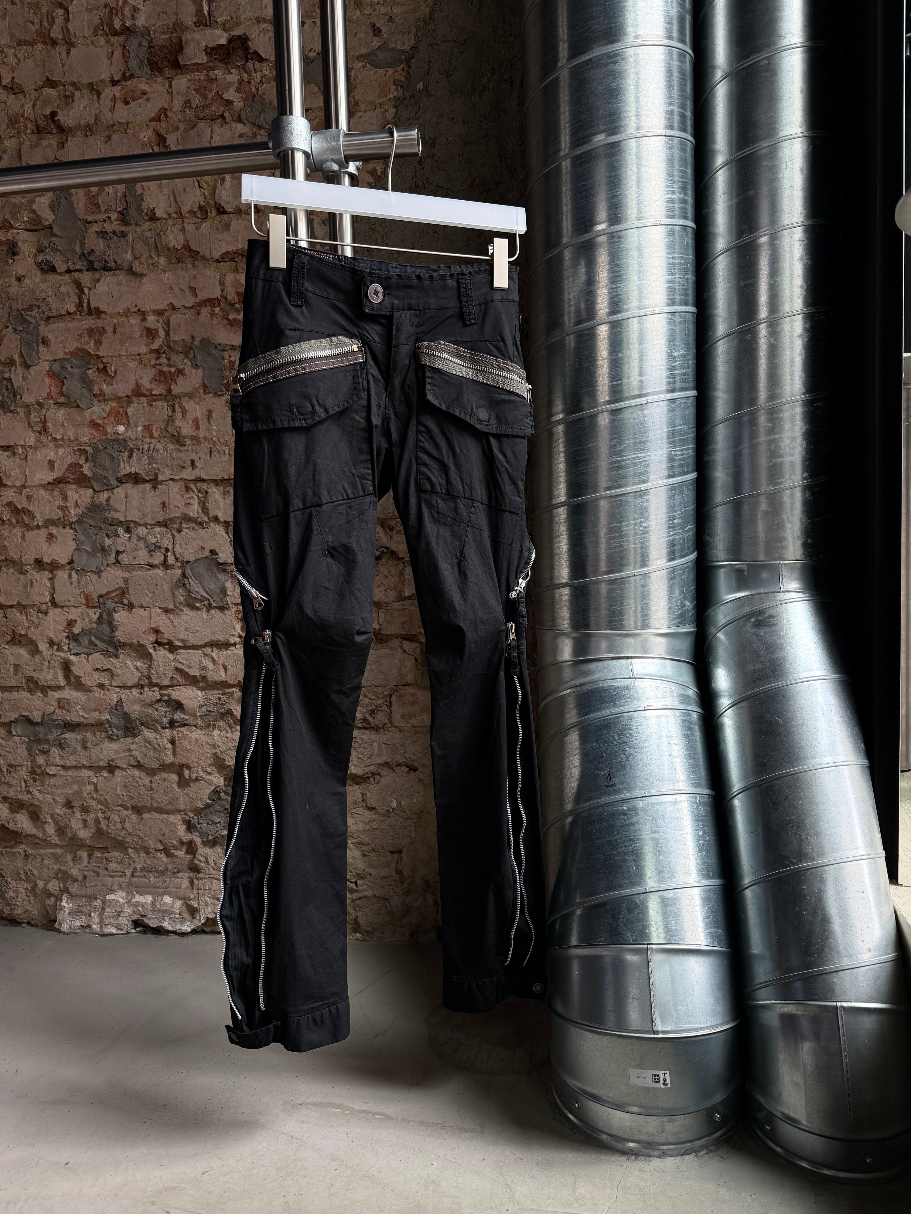 2000s Marithé Francois Girbaud Zip Multipocket Cargo Pants Black - W29 L30