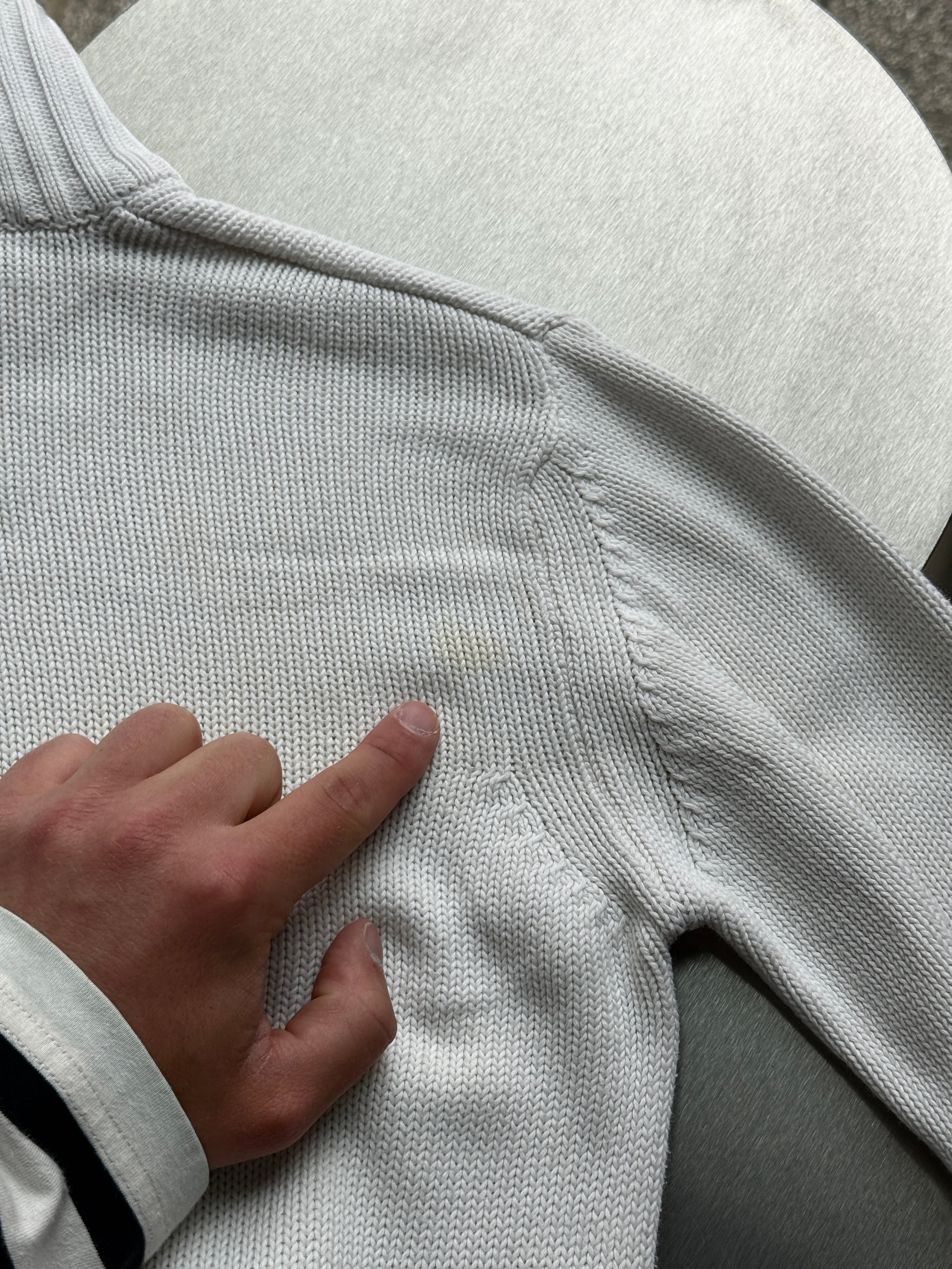 Vintage 2000s Dolce & Gabbana Ribbed Zip Up Knit Jacket White - S
