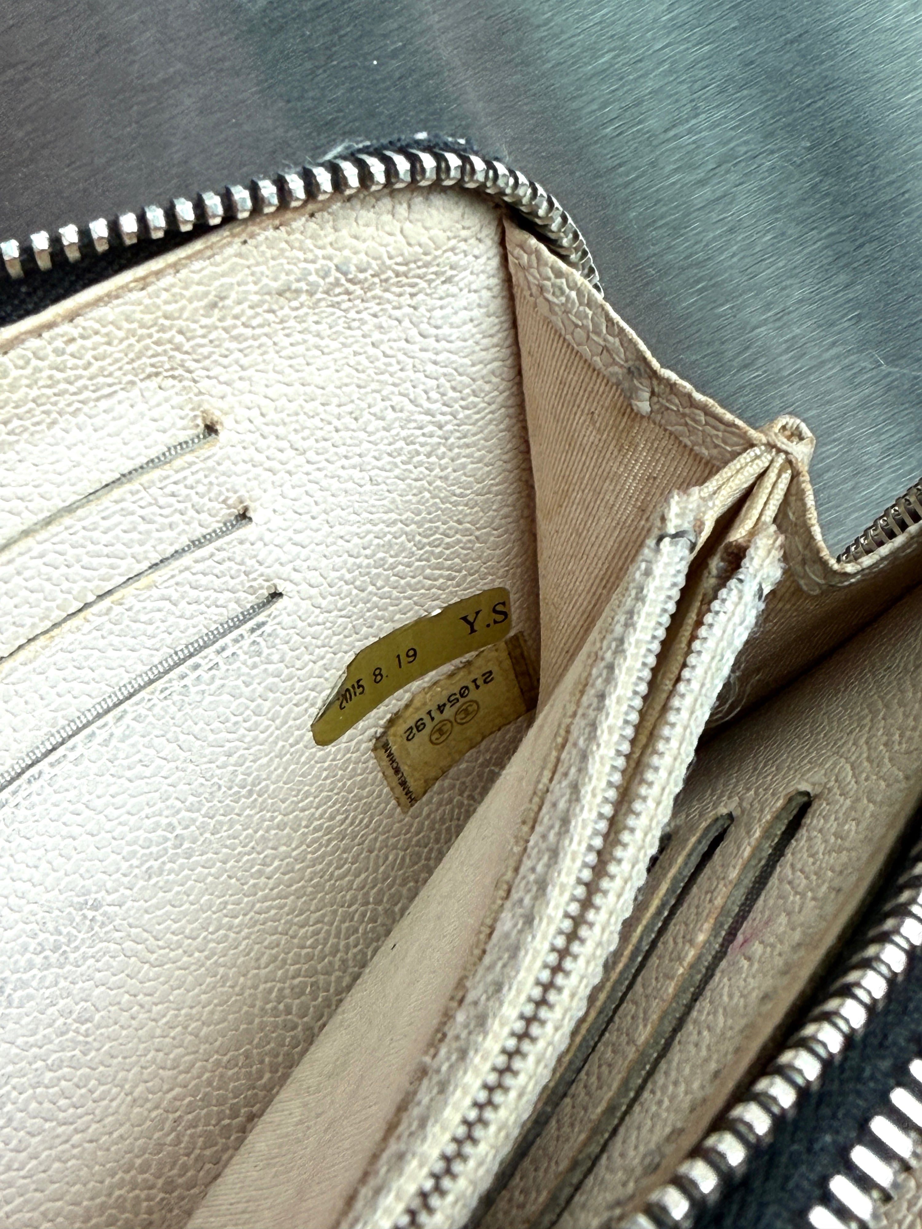 Chanel Double Zip Striped “Denim” Wallet White/Blue