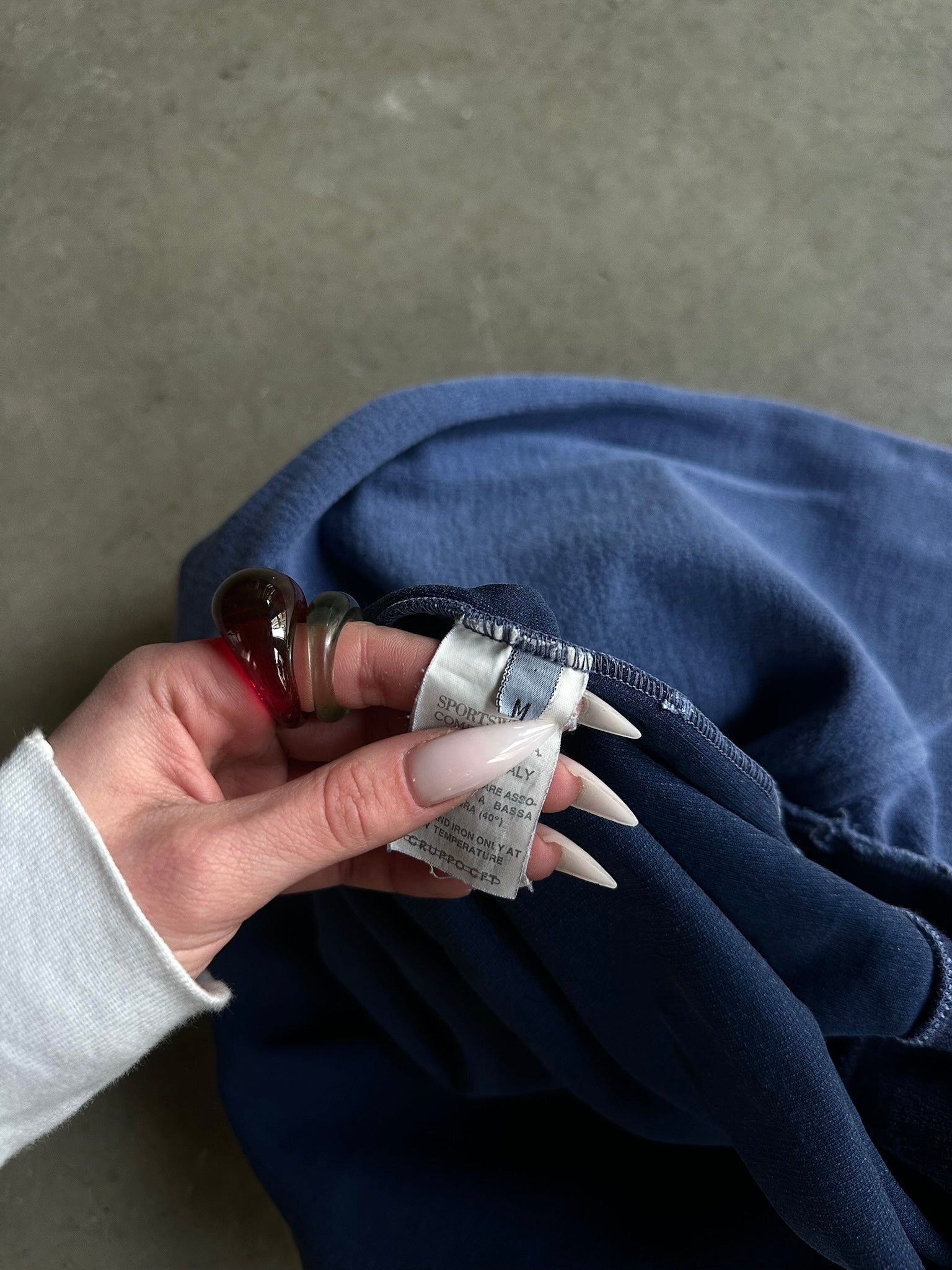 Vintage 1992 Embossed Stone Island Sweater Blue - L