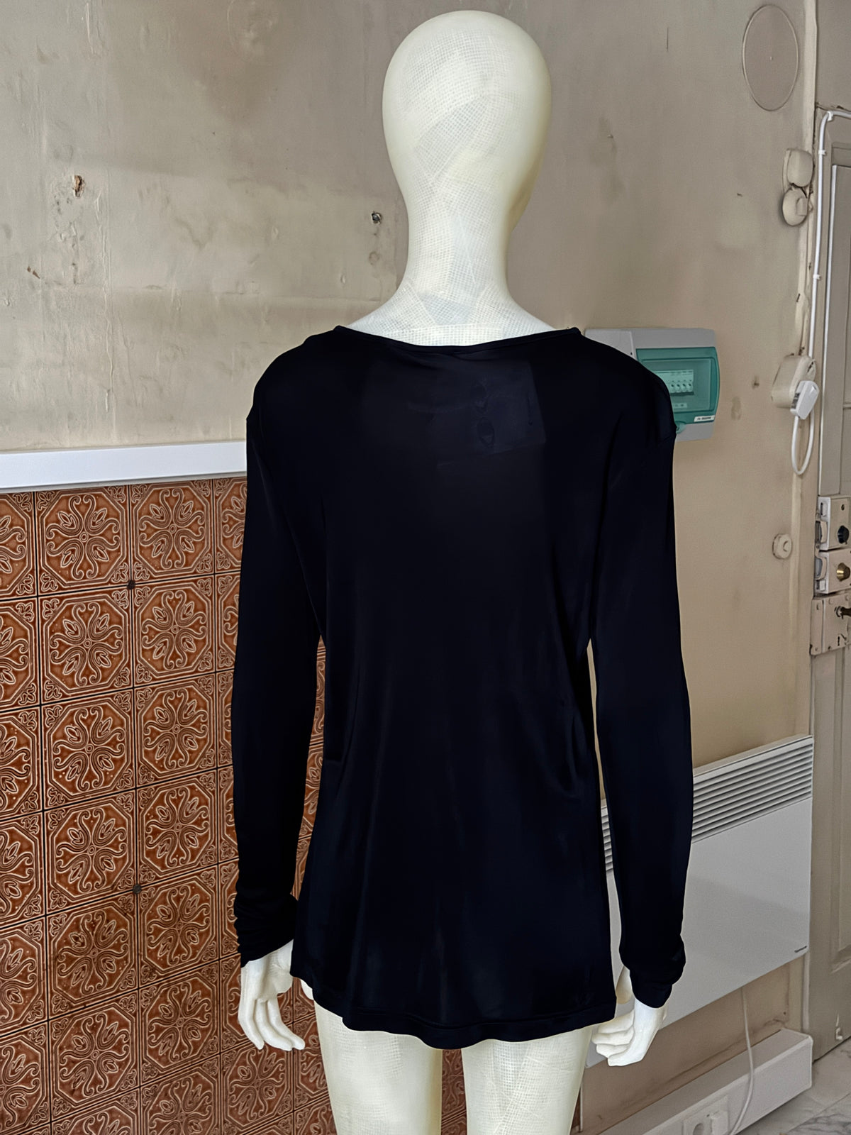 Vintage 1990s Limited Marithé + François Girbaud Logo Black Longsleeve - M