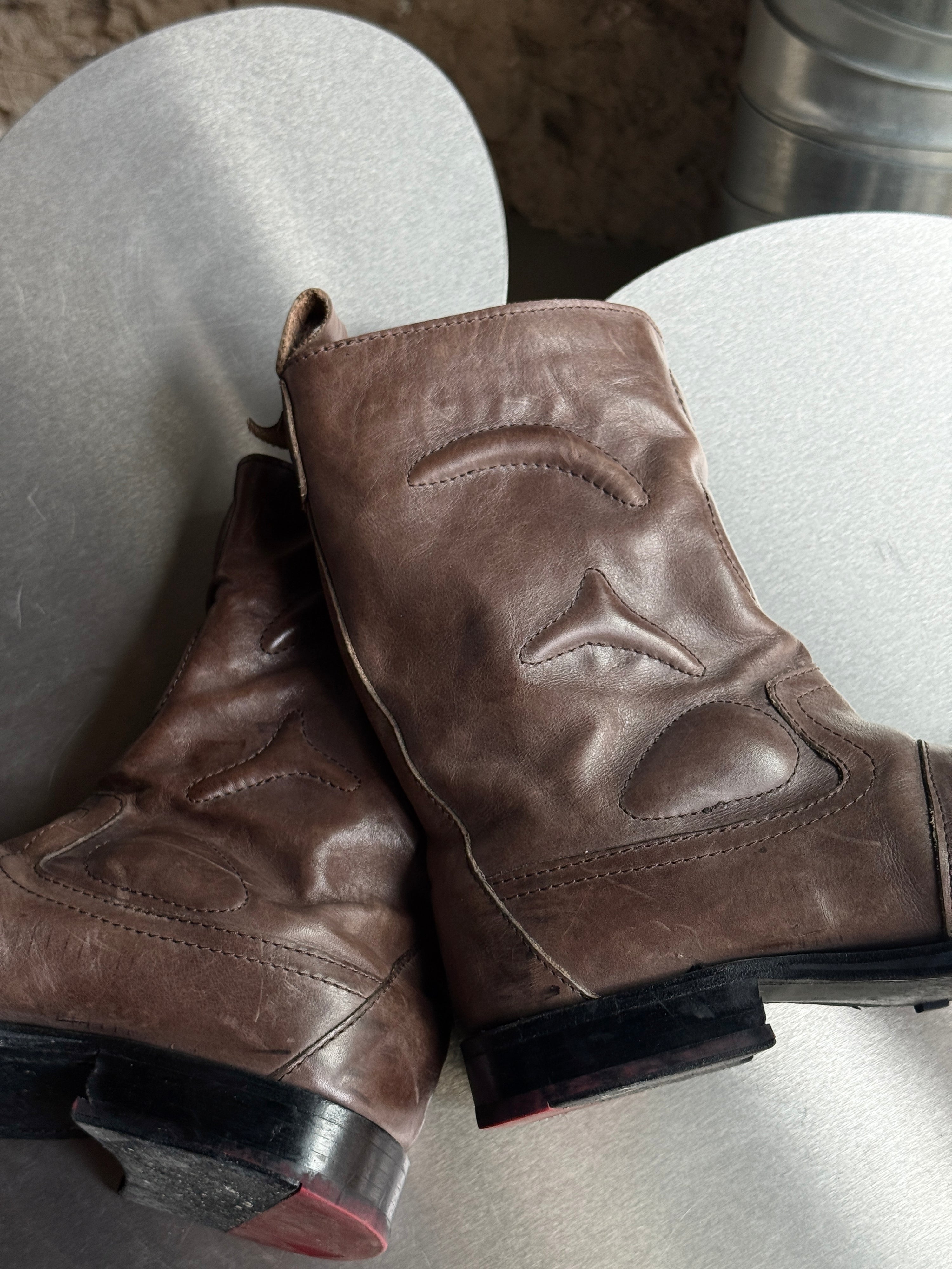 Vintage 2000s Marithé + François Girbaud Brown Ankle Leather Boots - EU 41