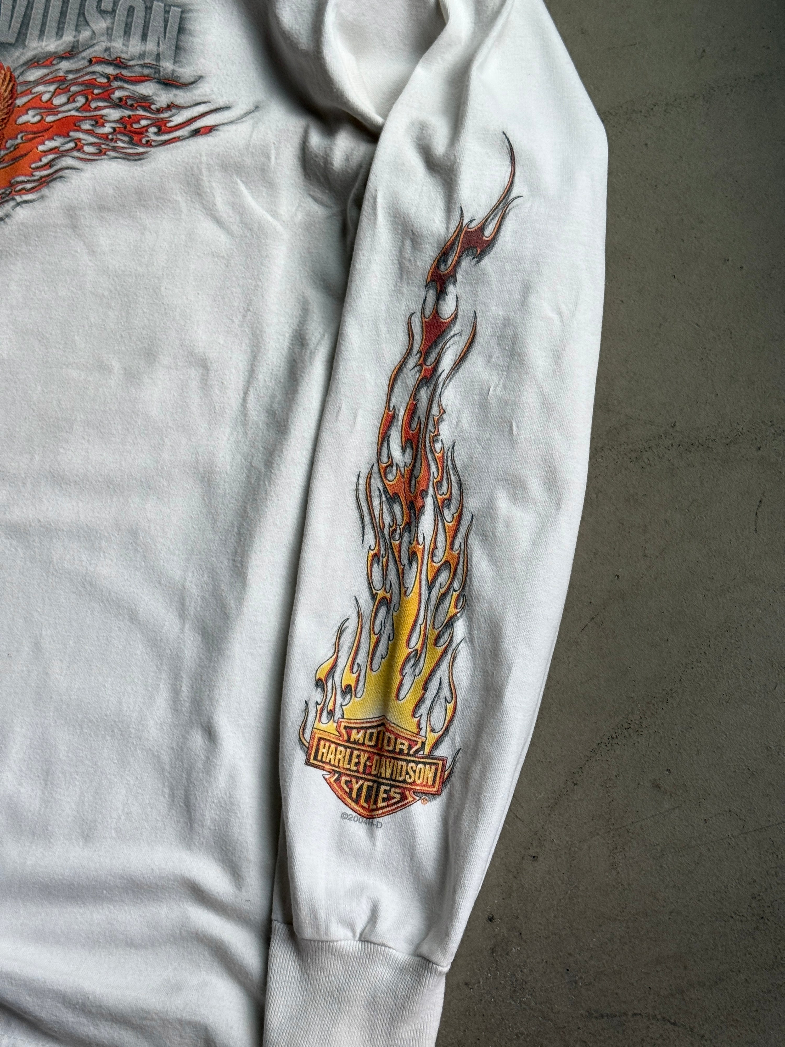 Vintage Harley Davidson "Flame Eagle" Longsleeve White - M