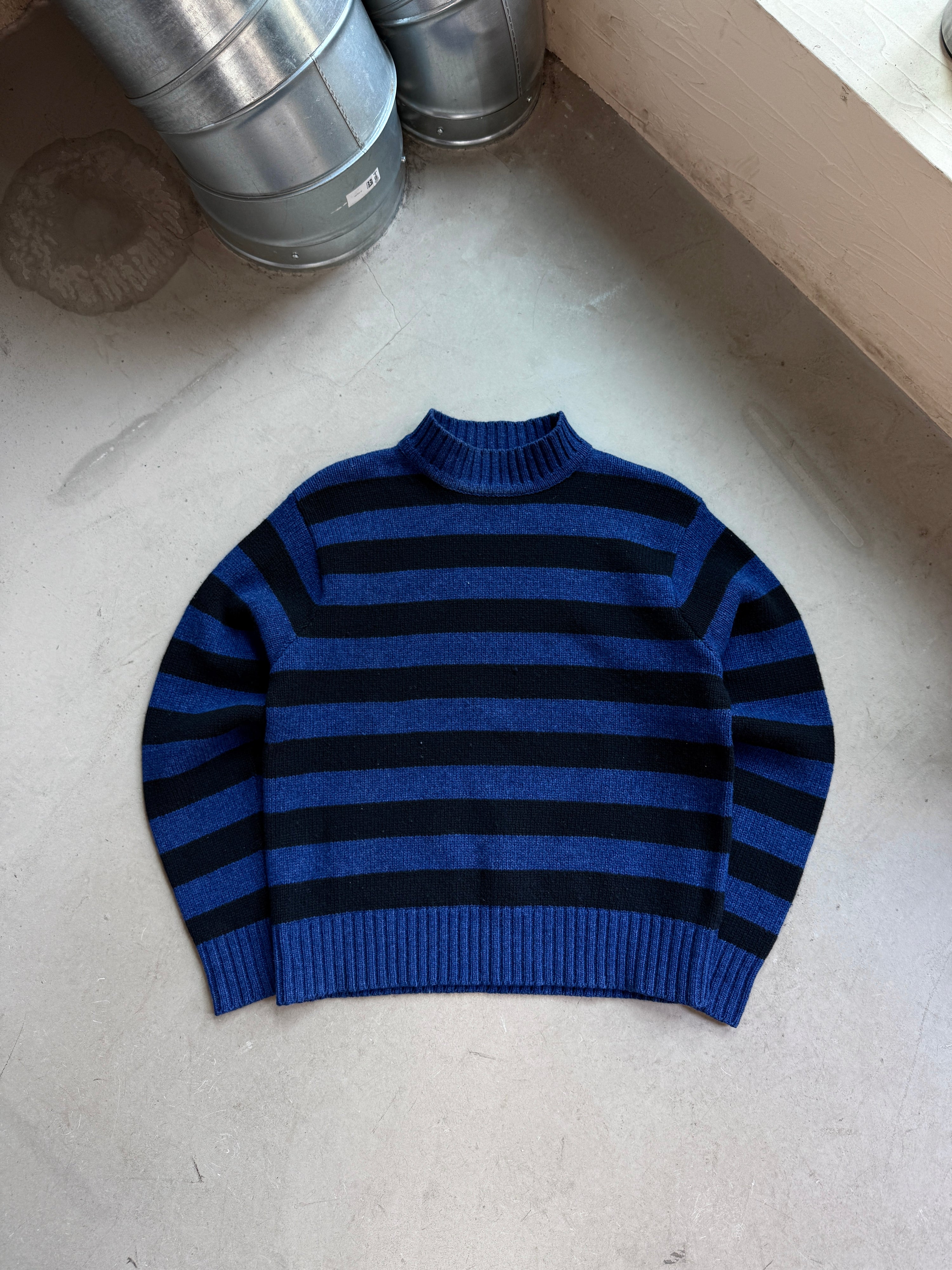 Vintage Double RL Striped Wool Knit Black/Blue - S