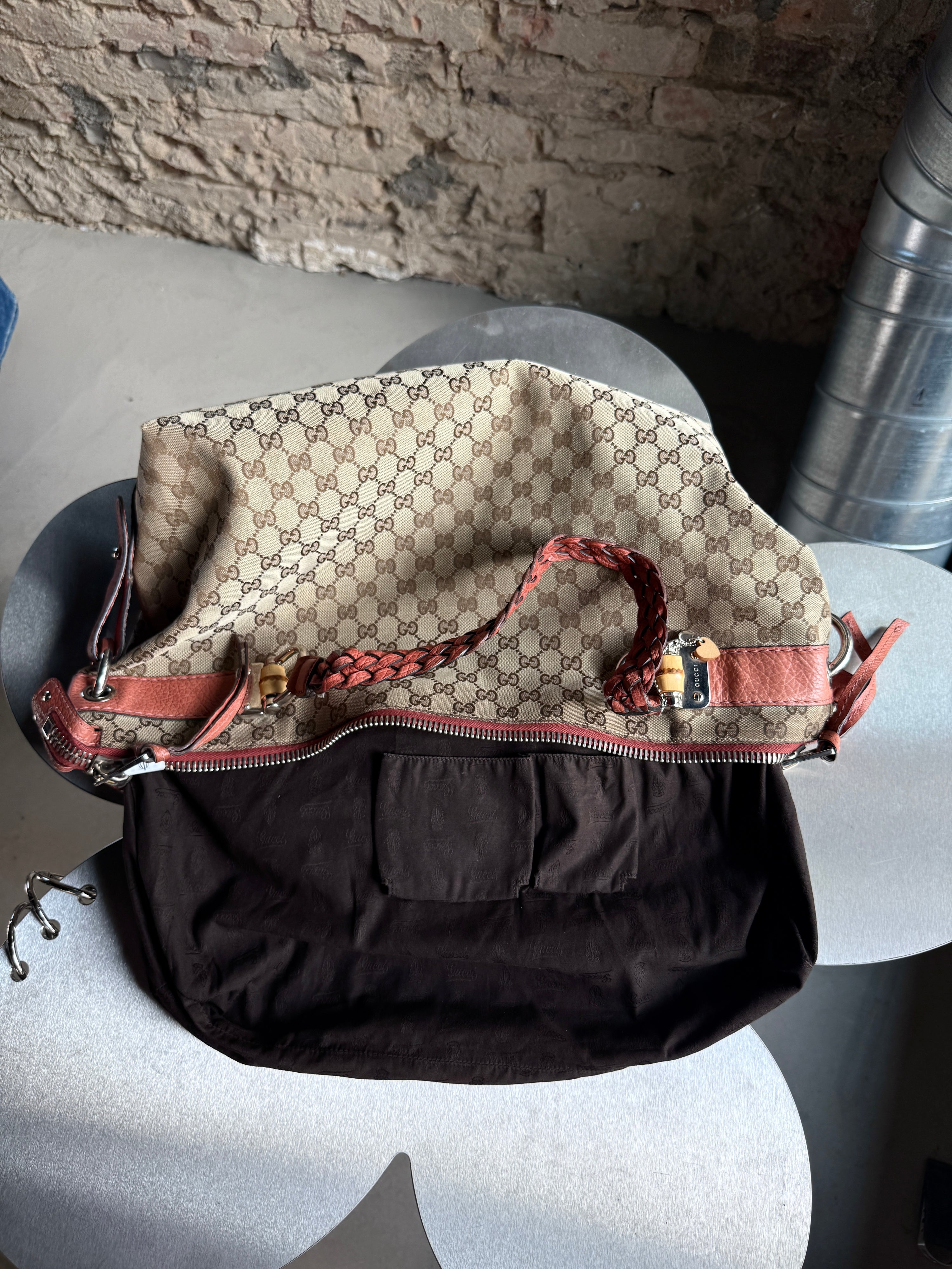 Vintage Gucci GG Bamboo Bar Shoulder Bag (Orange Braided Strap)