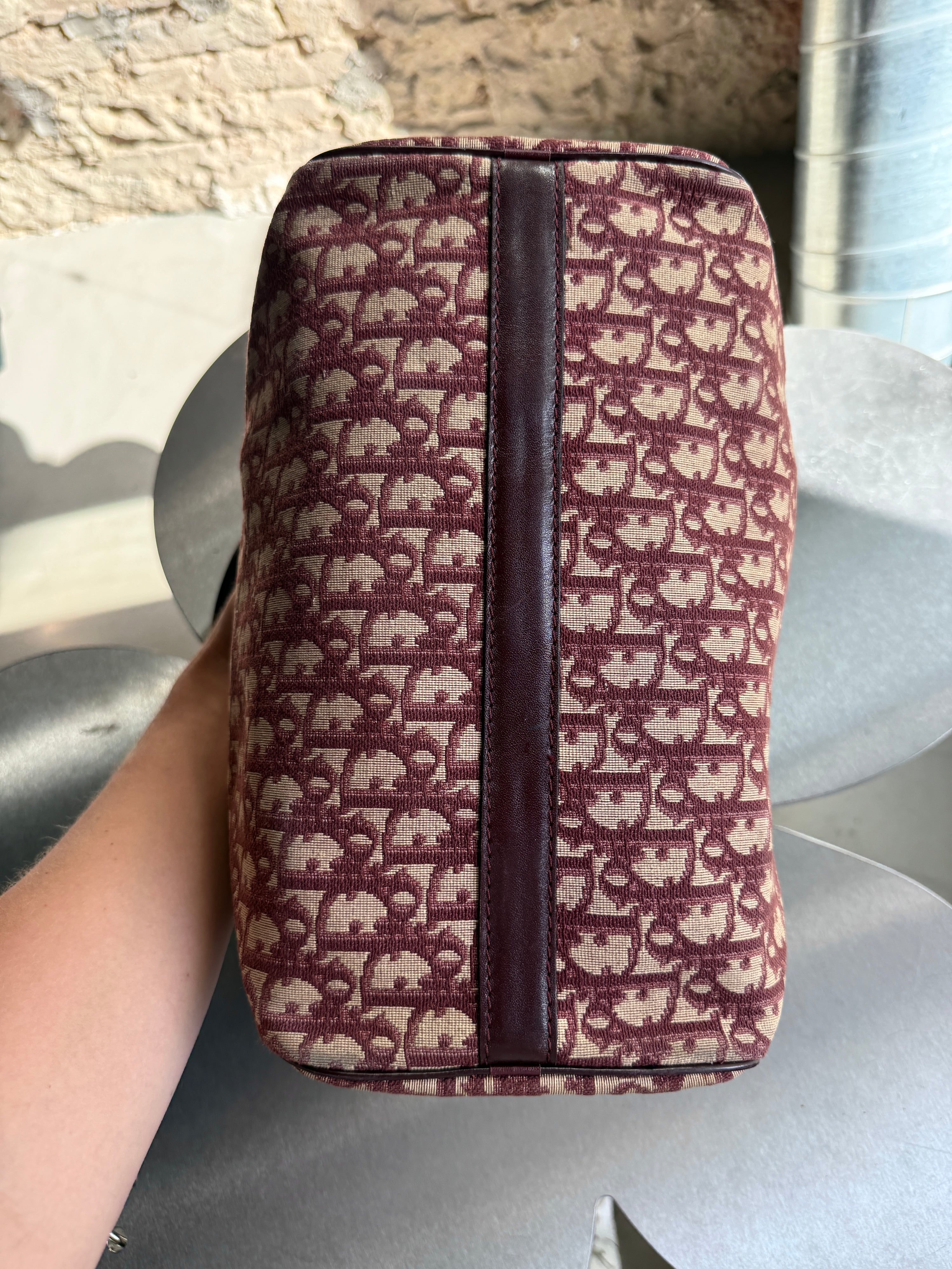 Vintage Dior Trotter Oblique Boston Bag Red