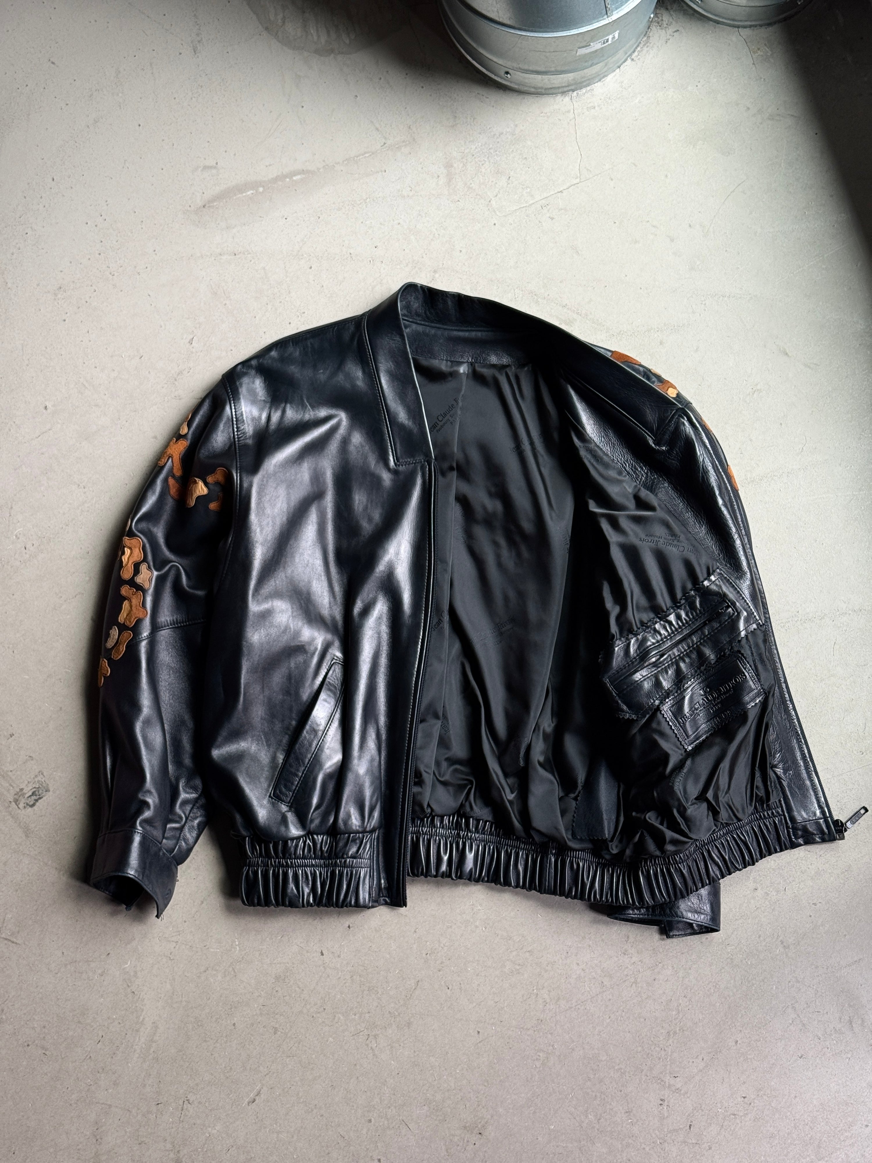 Vintage Jean Claude Jitrois Leopard Leather Jacket Black - M