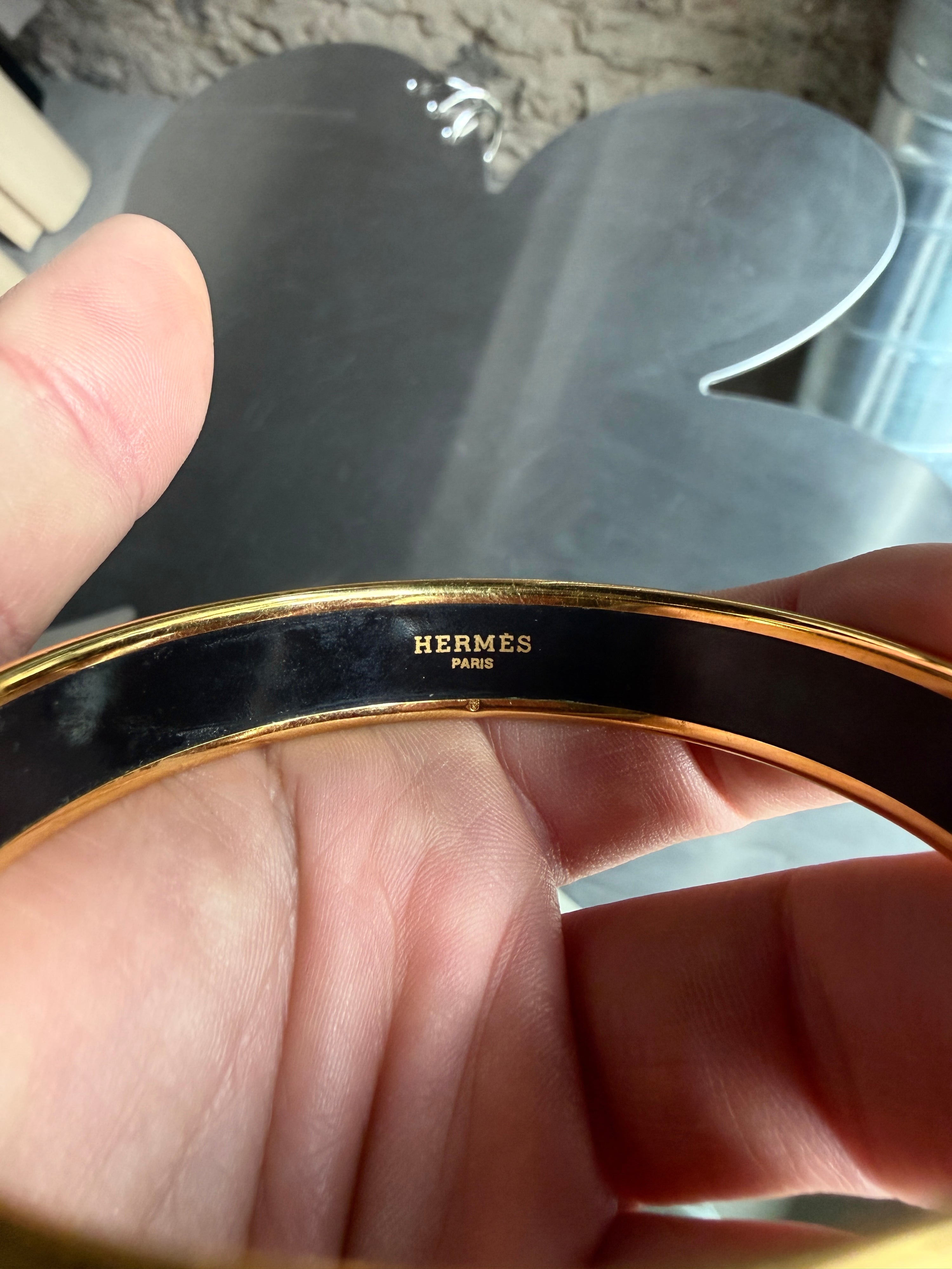 Vintage Hermès Red Caleche Enamel Bangle Bracelet