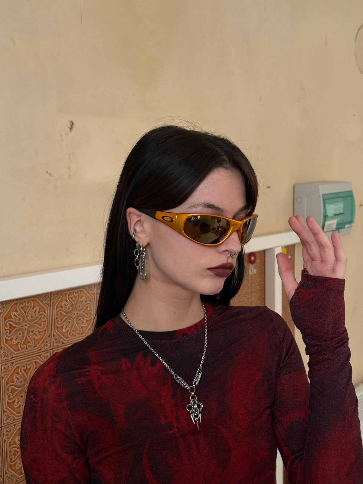 Vintage 1996 Oakley Straight Jacket Electric Mustard Eye Sunglasses