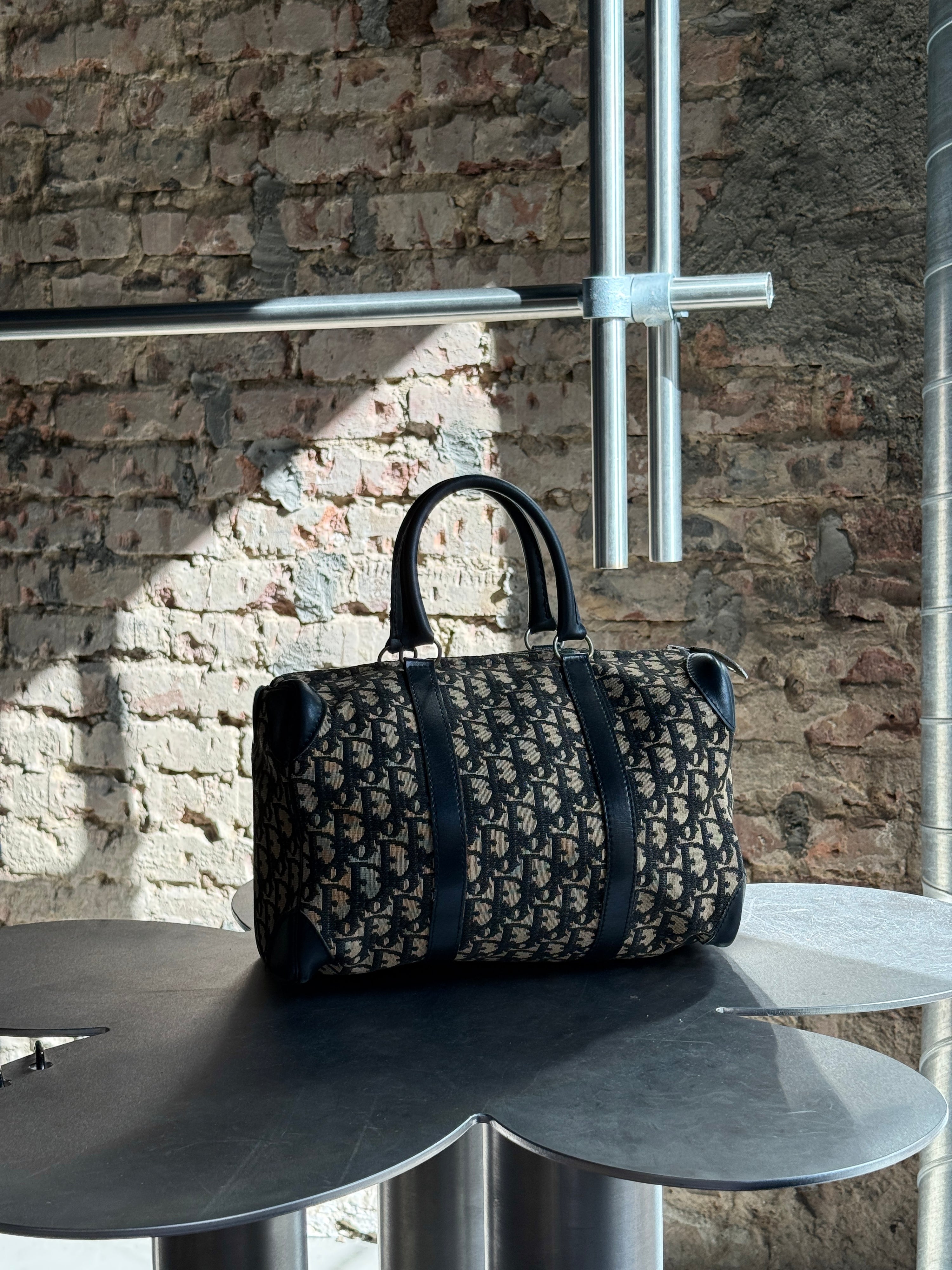 Vintage Dior Trotter Boston Bag Navy