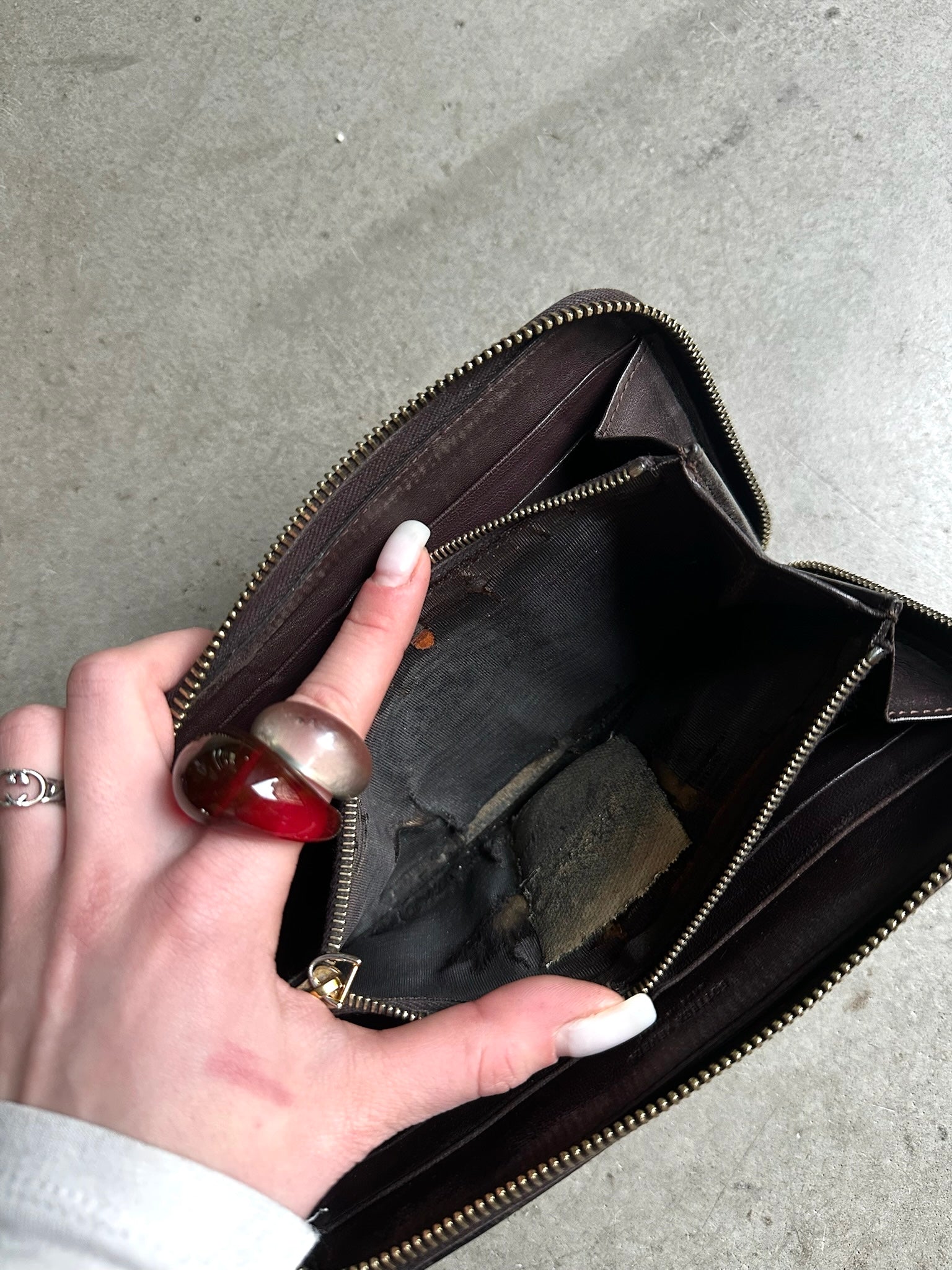 Bottega Veneta Zip Around Leather Wallet