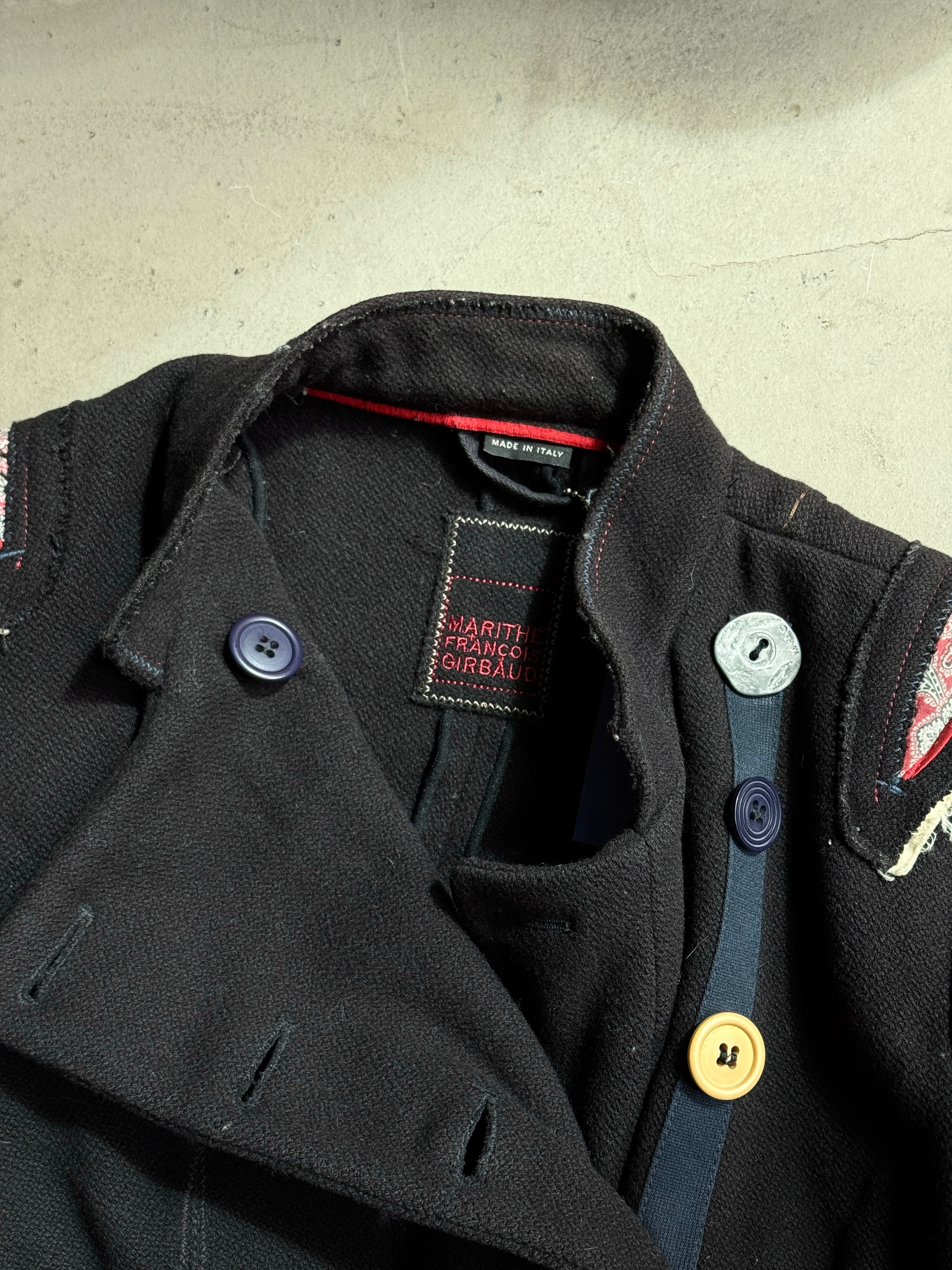 2000s Marithé + François Girbaud Asymmetrical Buttoned Black Officer Jacket - S