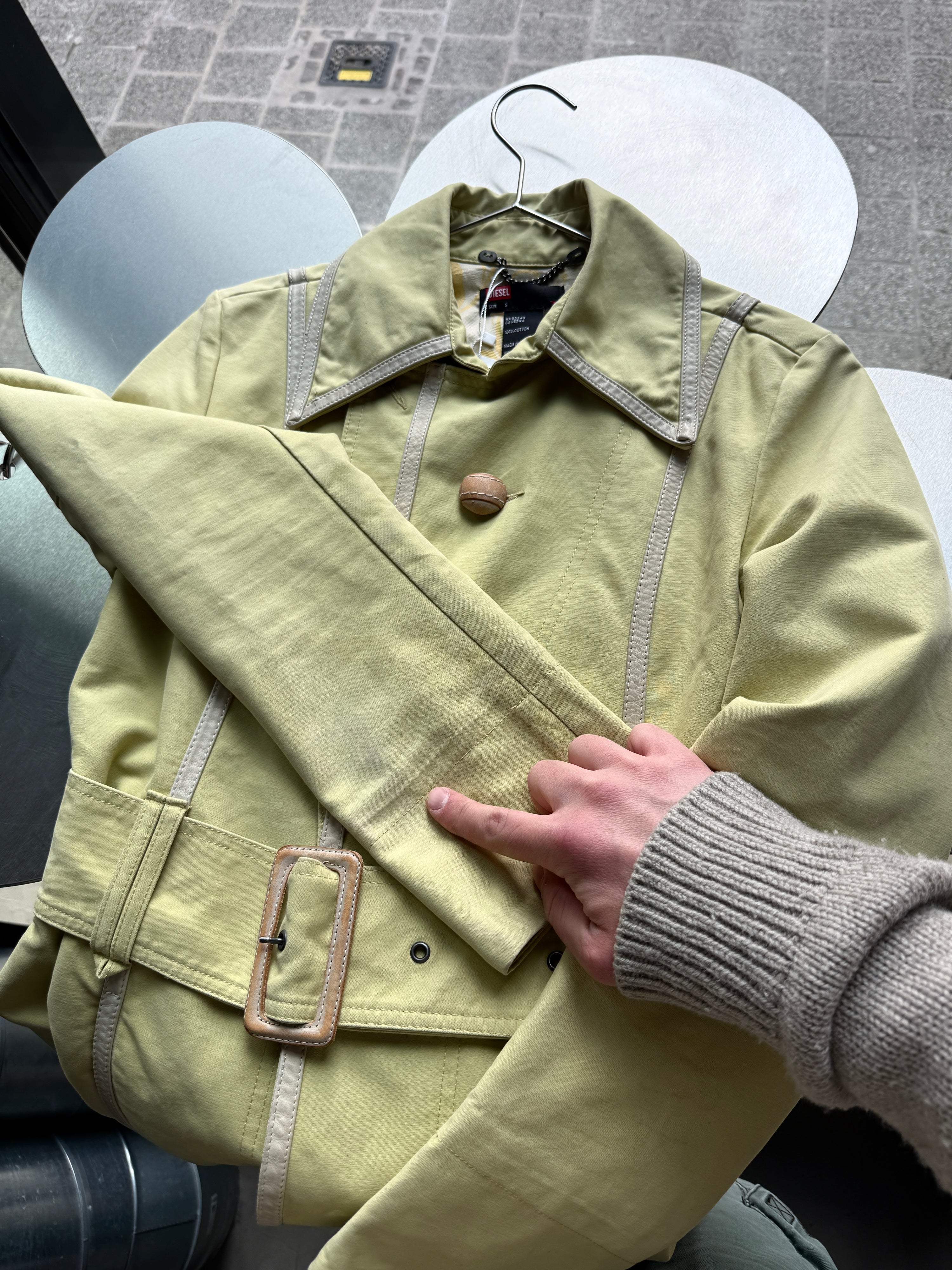 Vintage 2000s Diesel Trench Coat Mustard - S