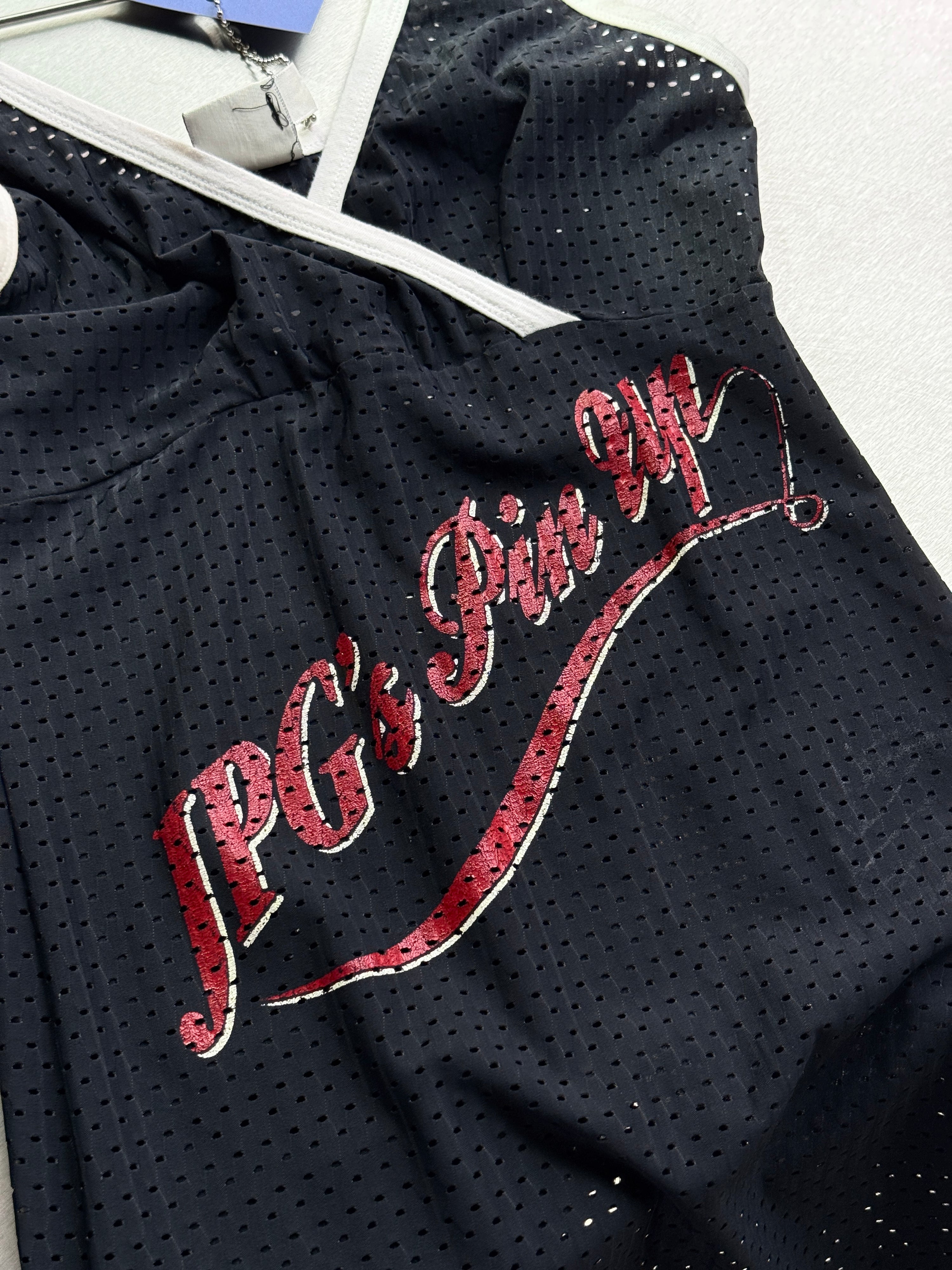 Vintage 1990s Jean Paul Gaultier "Pin Up" Perforated Top Black - S
