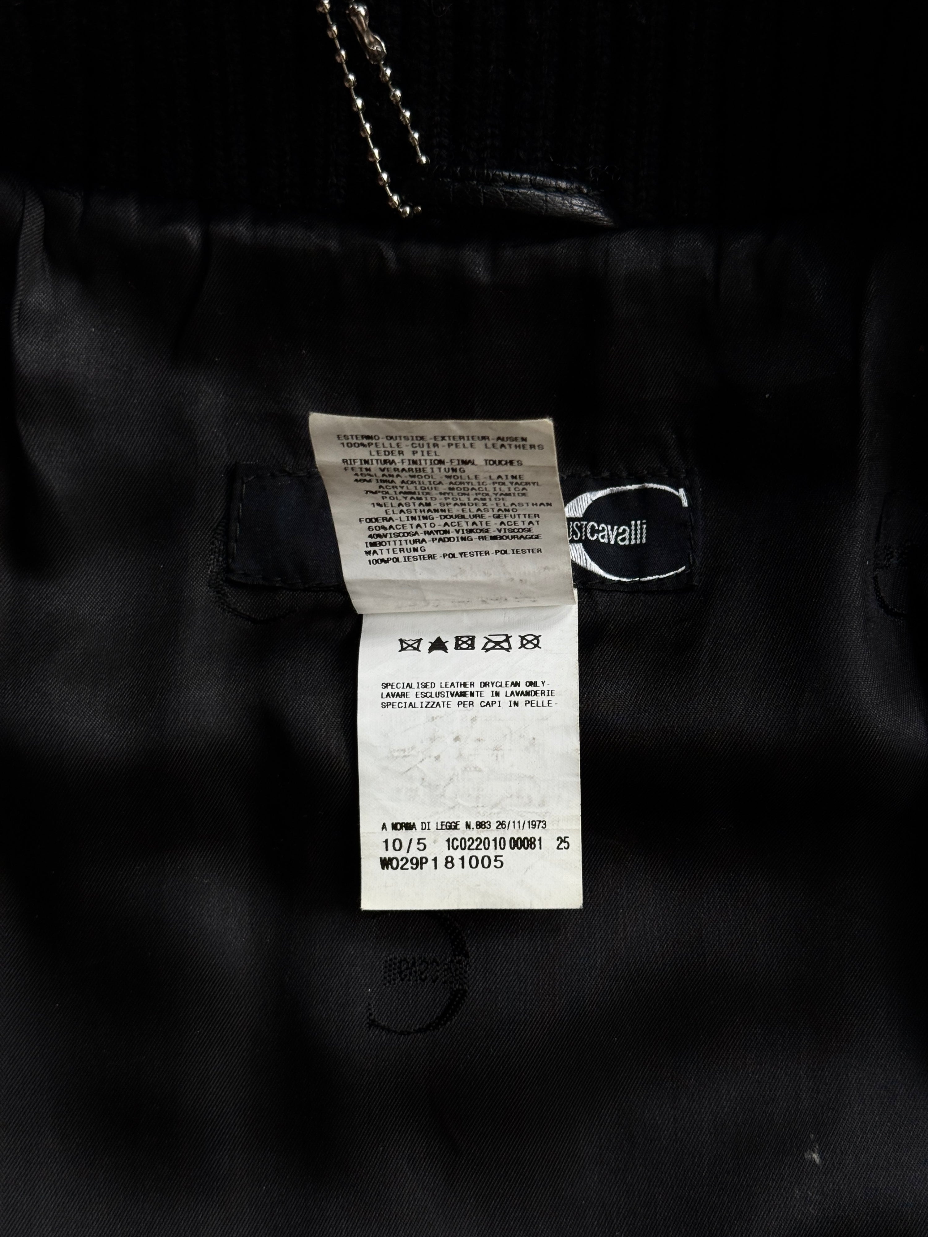 Vintage AW2004 Just Cavalli Cinched Diamond Quilted Leather Jacket Black - M