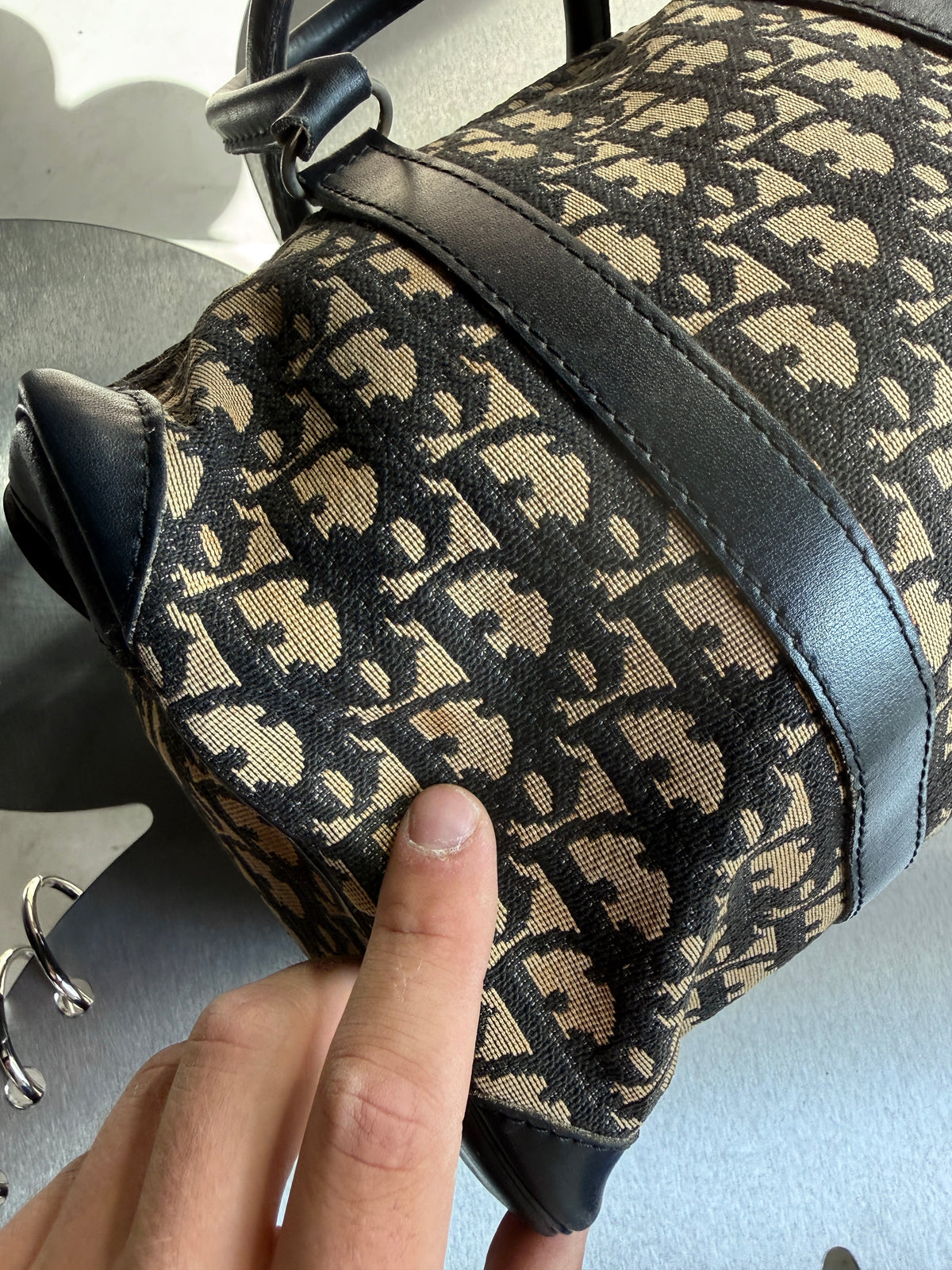 Vintage Dior Trotter Boston Bag Navy