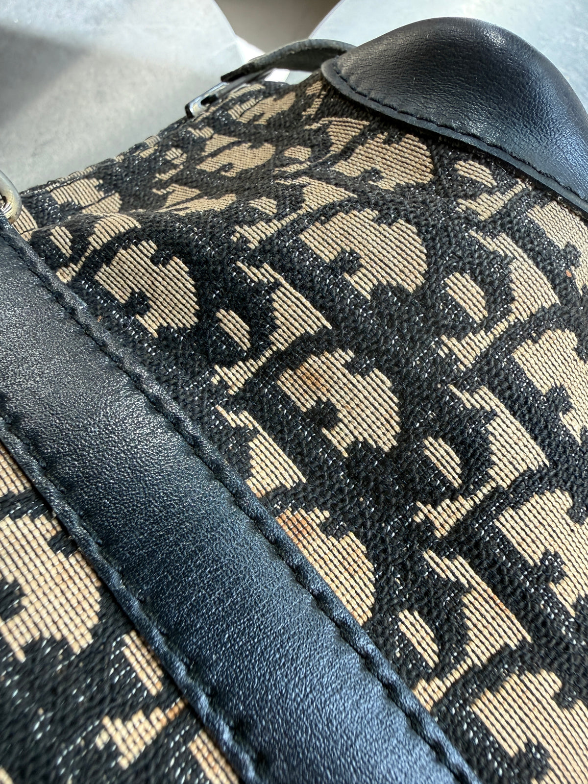 Vintage Dior Trotter Boston Bag Navy