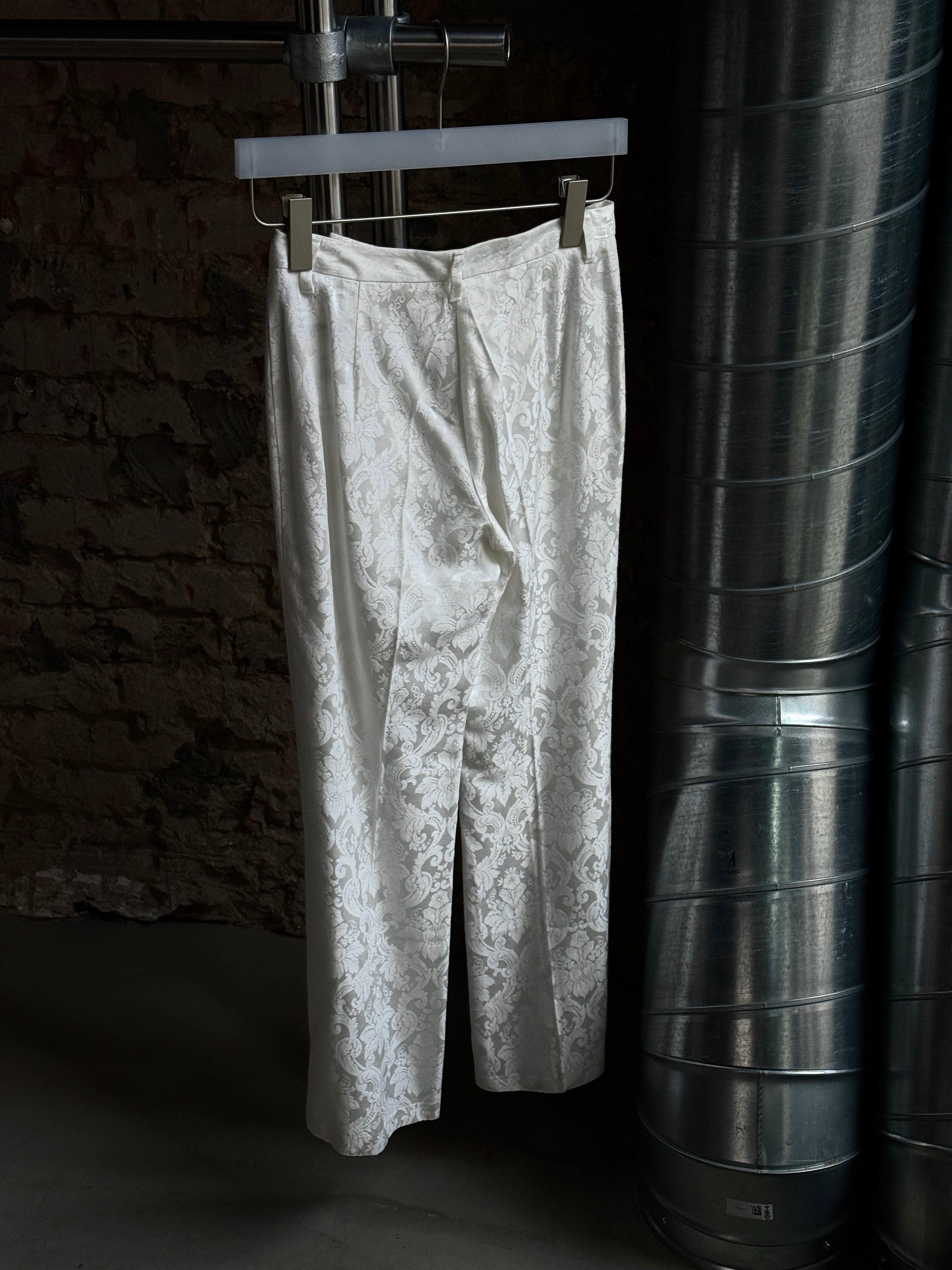 2000s Sisley Lace Floral Trousers White - W27 L28