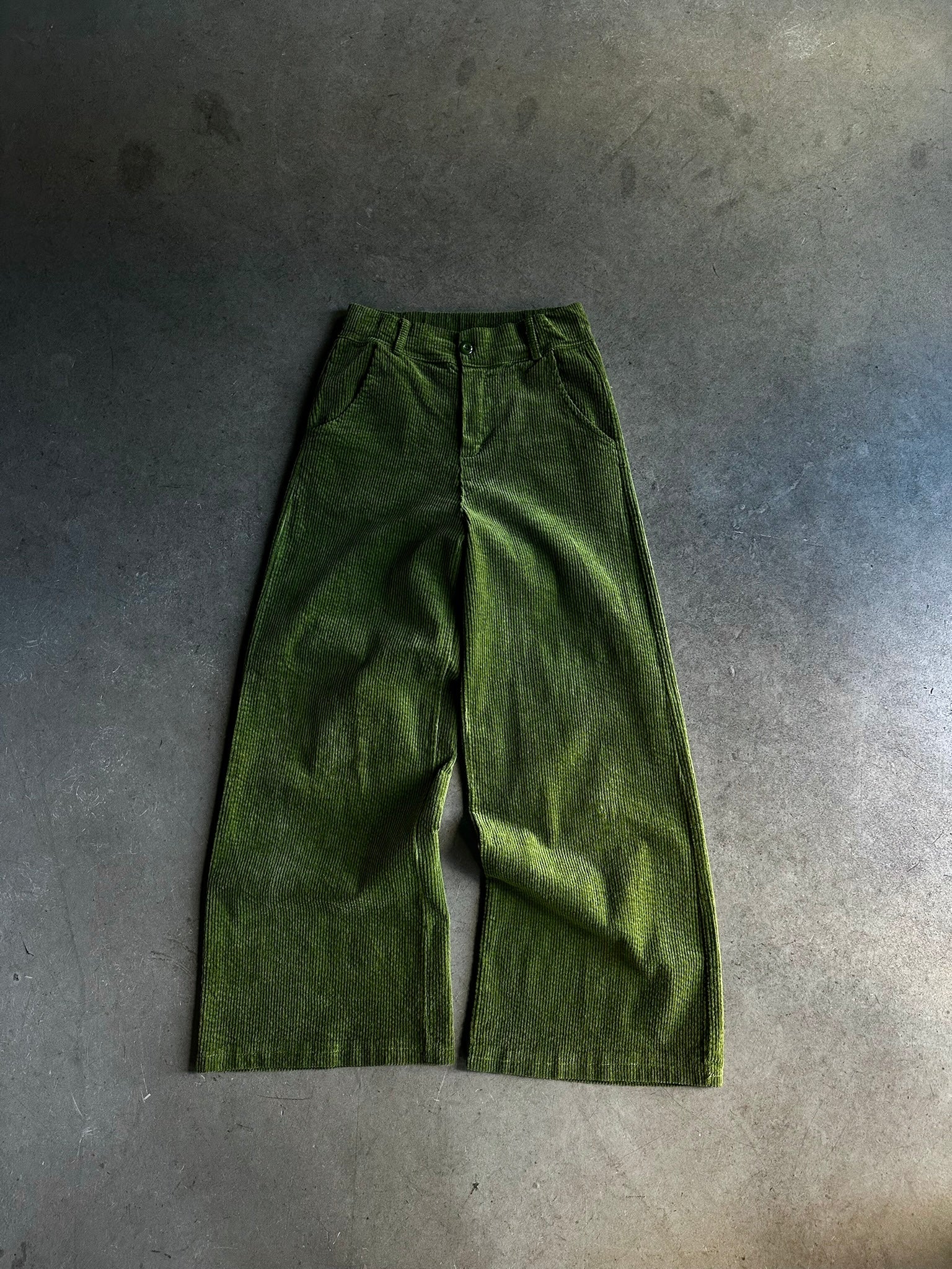 Vintage Flared Corudory Trousers Green - W26 L26