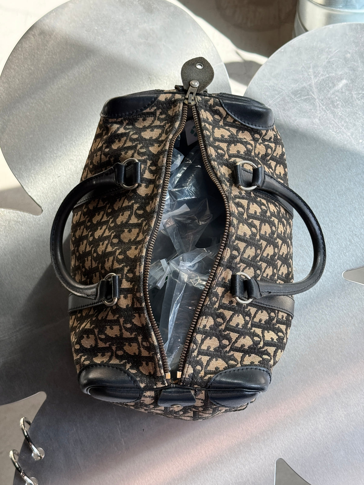 Vintage Dior Trotter Boston Bag Navy
