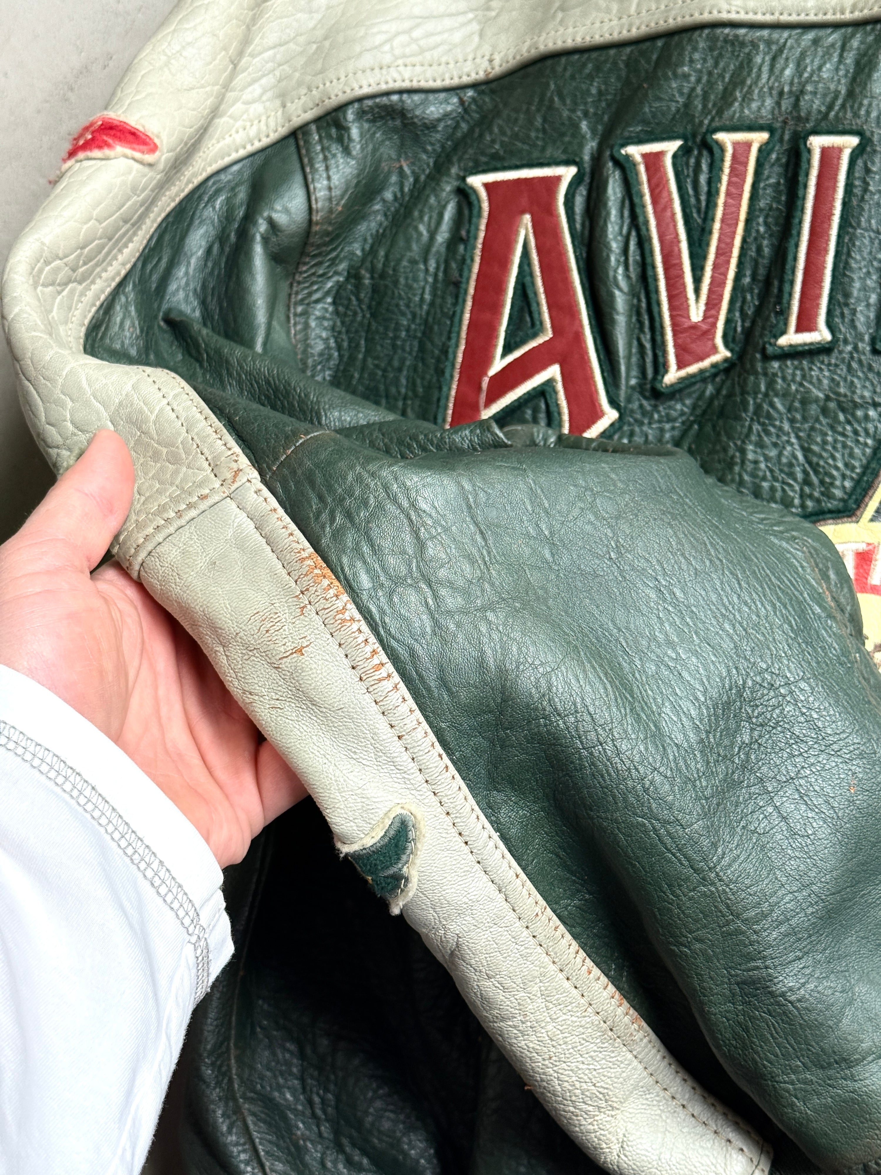 Vintage Avirex “Northwest Wild Bears” Varsity Leather Jacket M