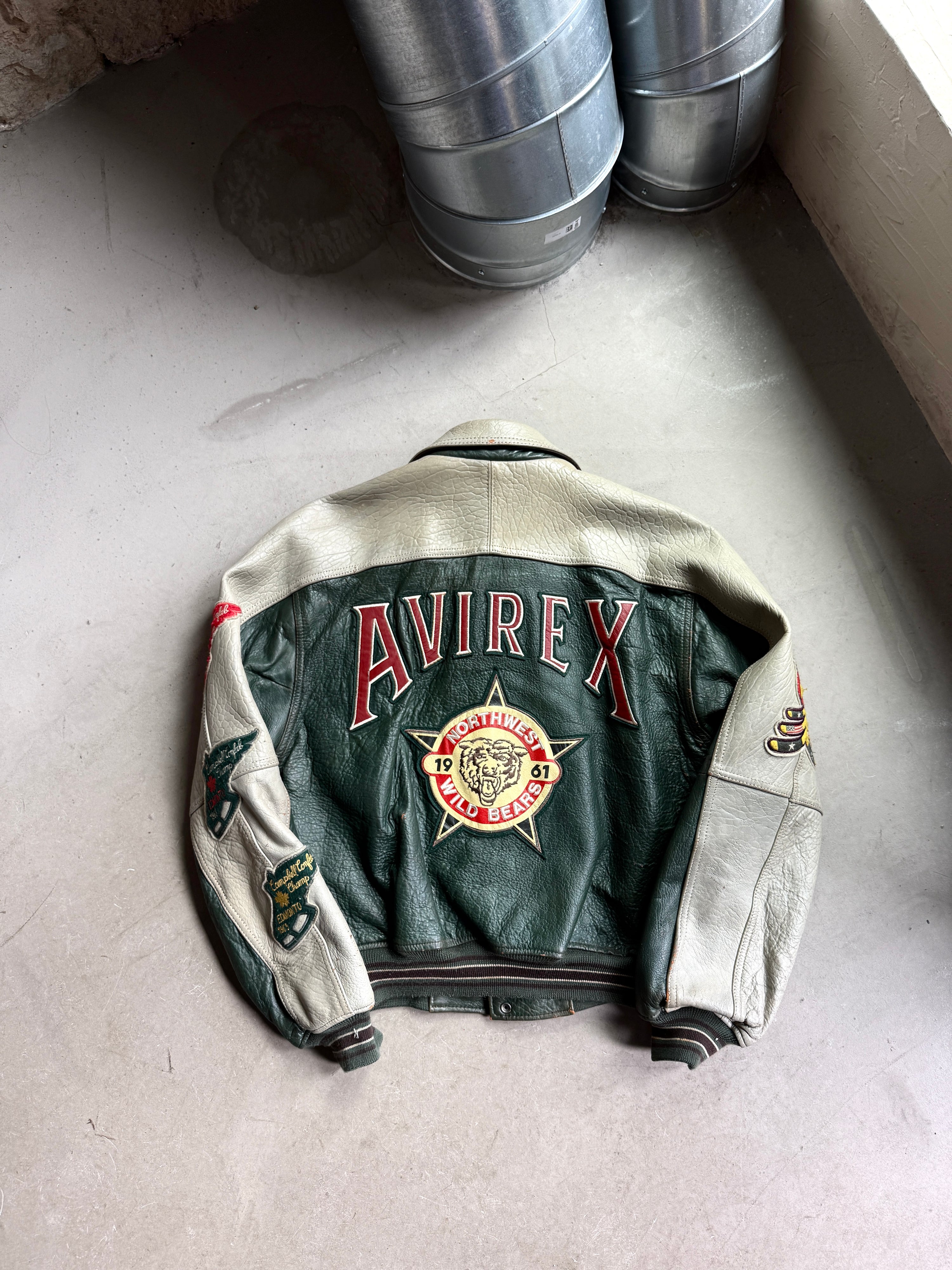 Vintage Avirex “Northwest Wild Bears” Varsity Leather Jacket M