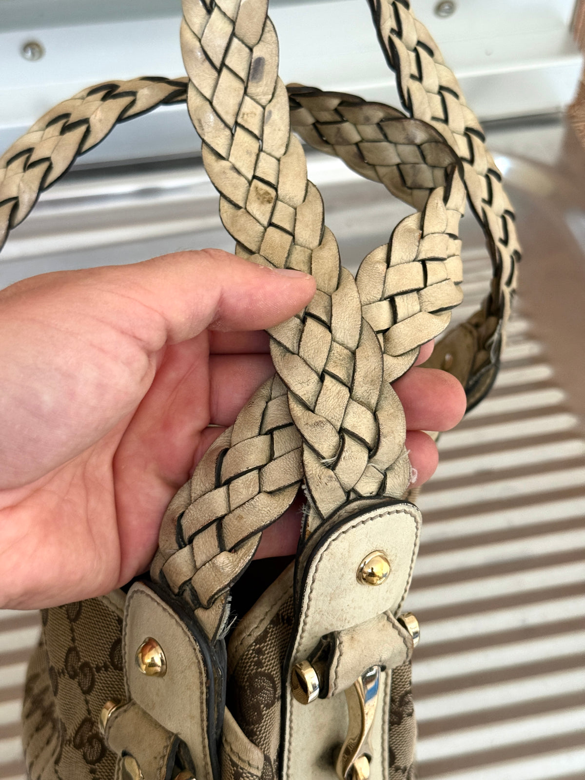 Gucci Beige GG Canvas Pelham Medium Horsebit Tote Bag