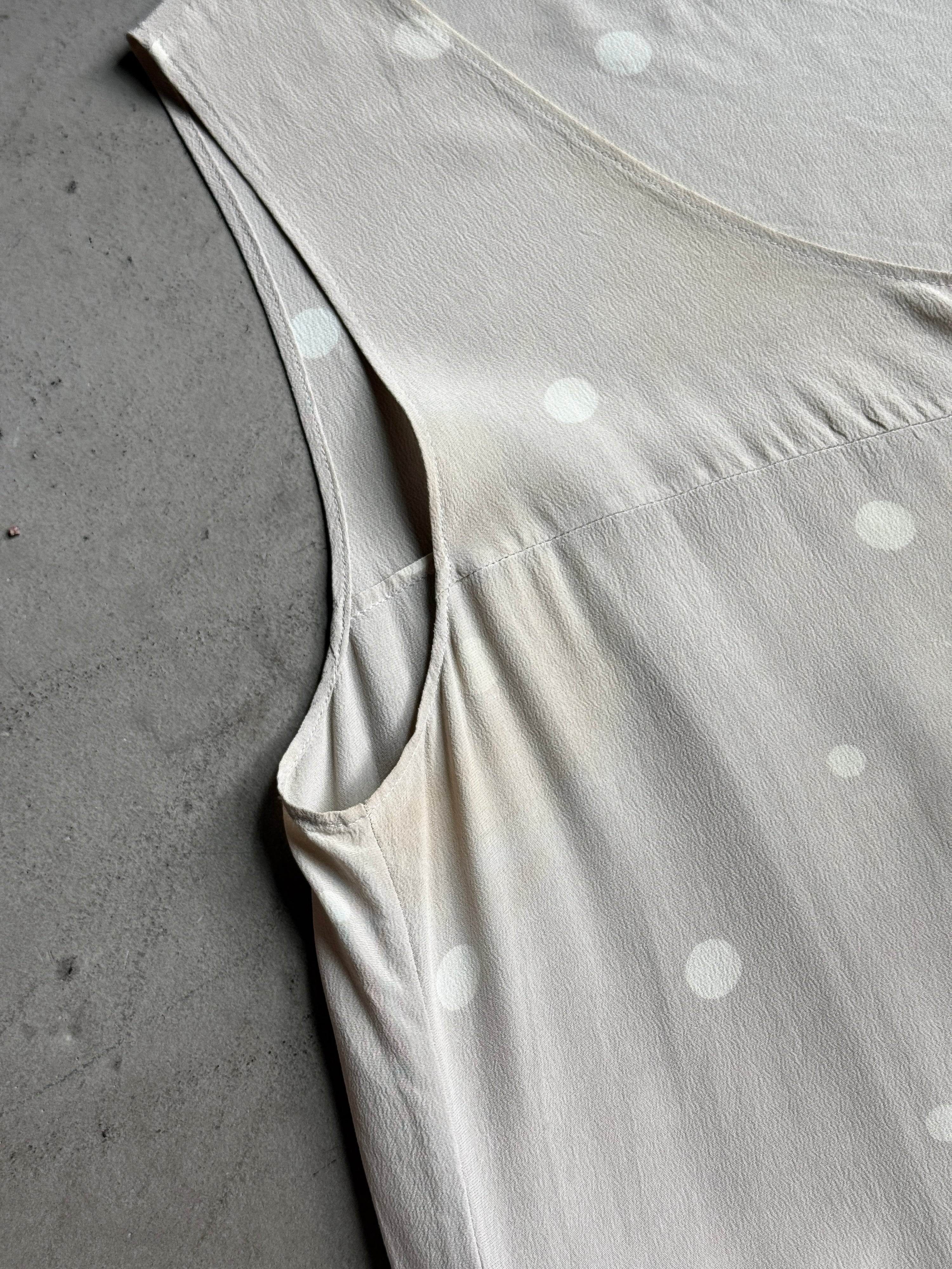 Marni Polkadot Silk Ruffle Slip Dress Cream - S