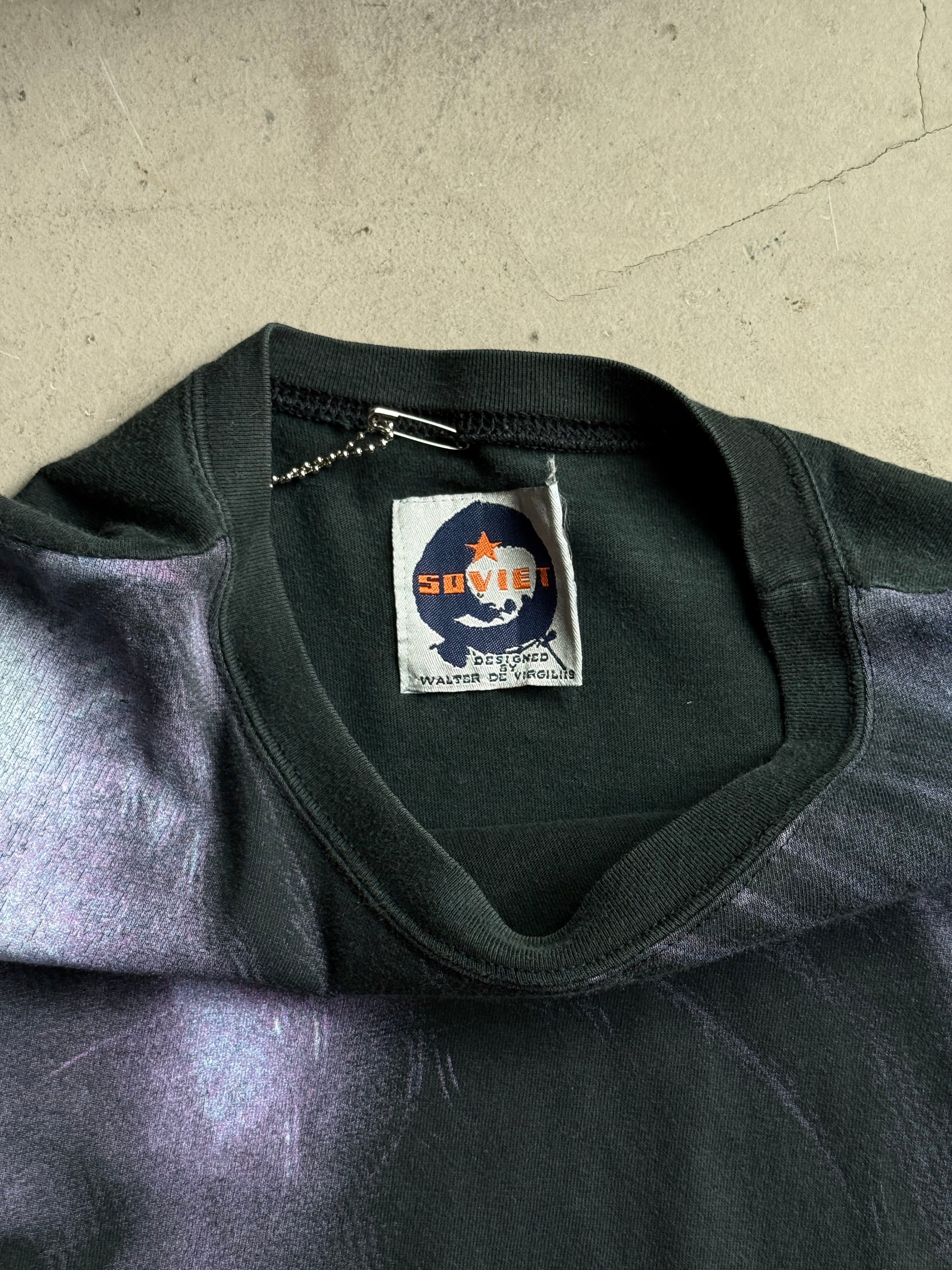 Vintage Kurt Cobain "Soviet designed by Walter de Virgiliis" AOP T-Shirt Black - XL
