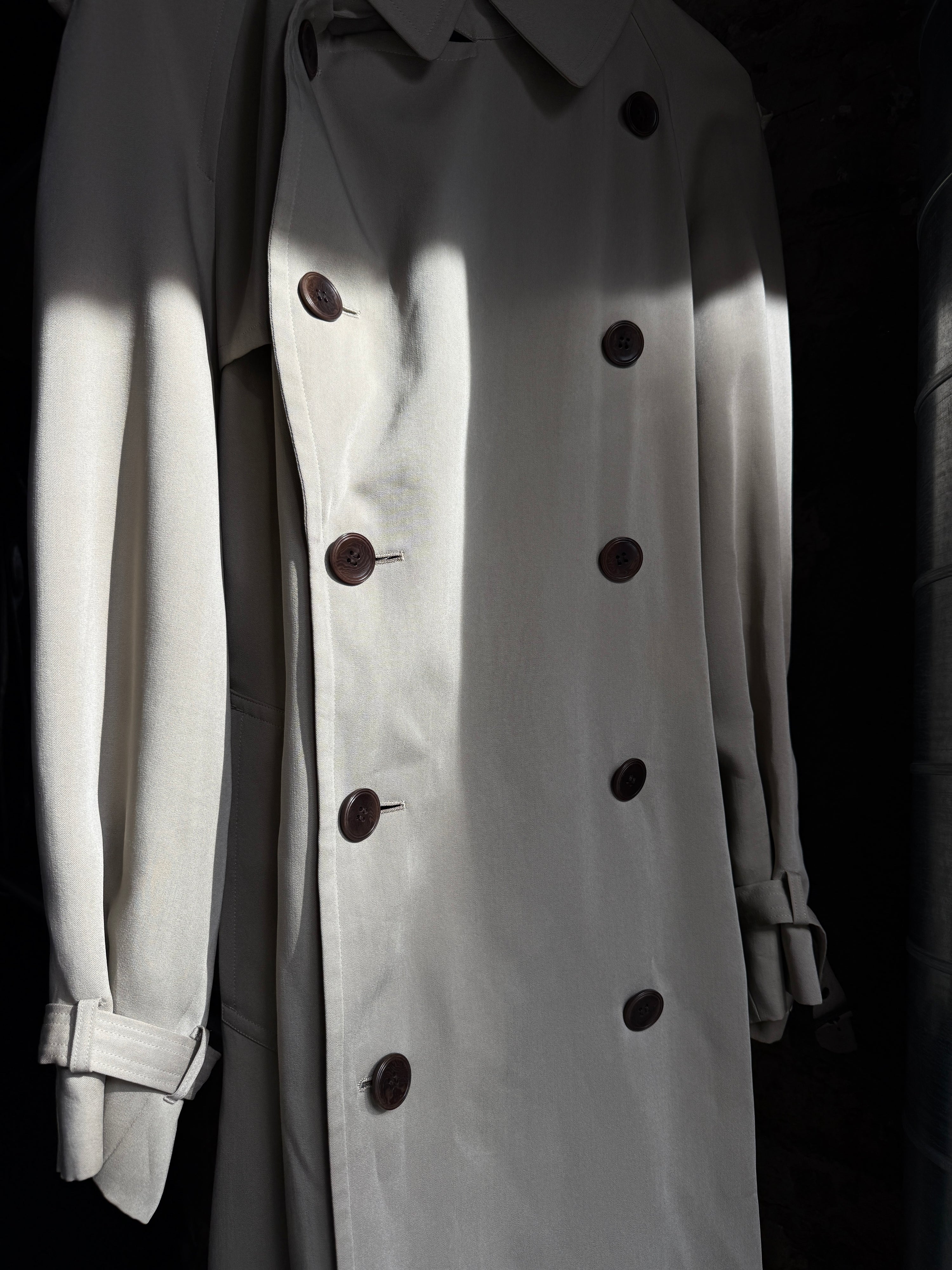 Vintage 1990s Jean Paul Gaultier Objet Homme Double Breasted Trench Coat Beige - L