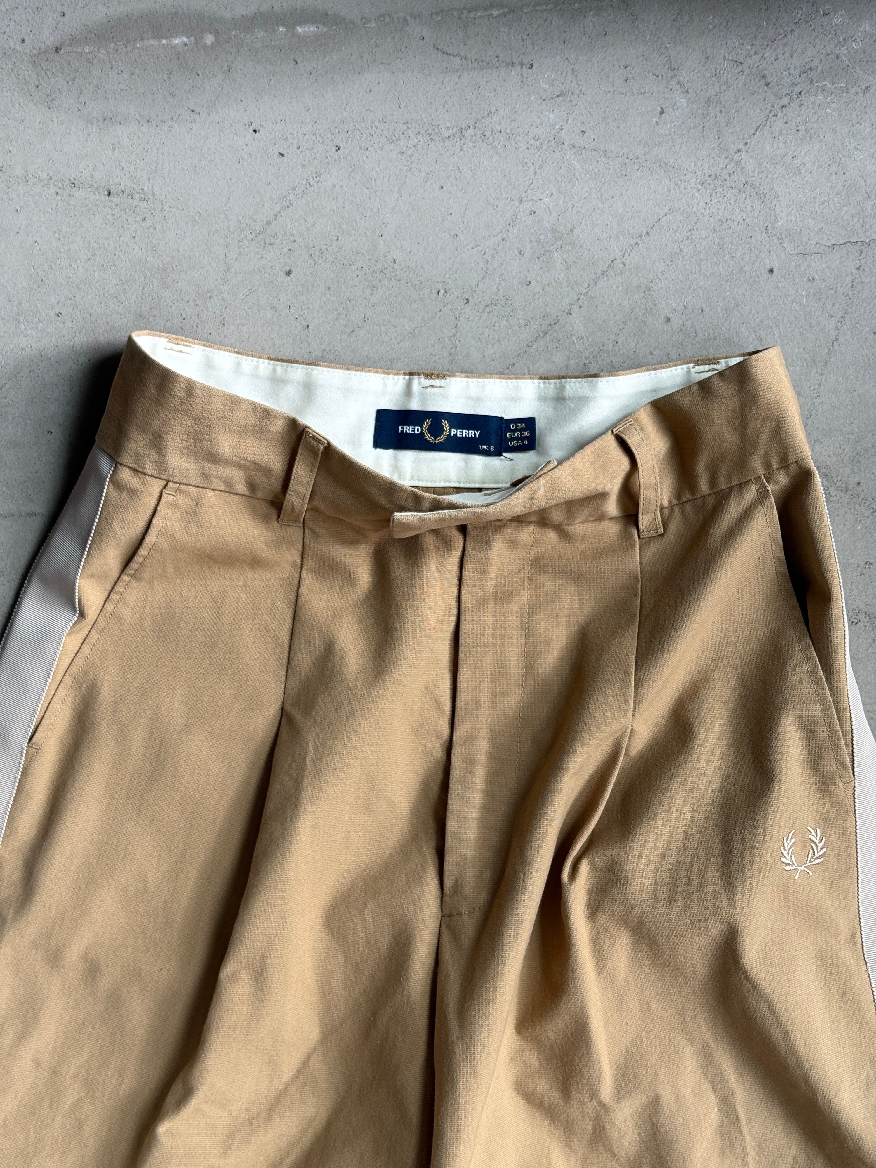 Modern Fred Perry Wide Leg Pants Beige - W25 L25