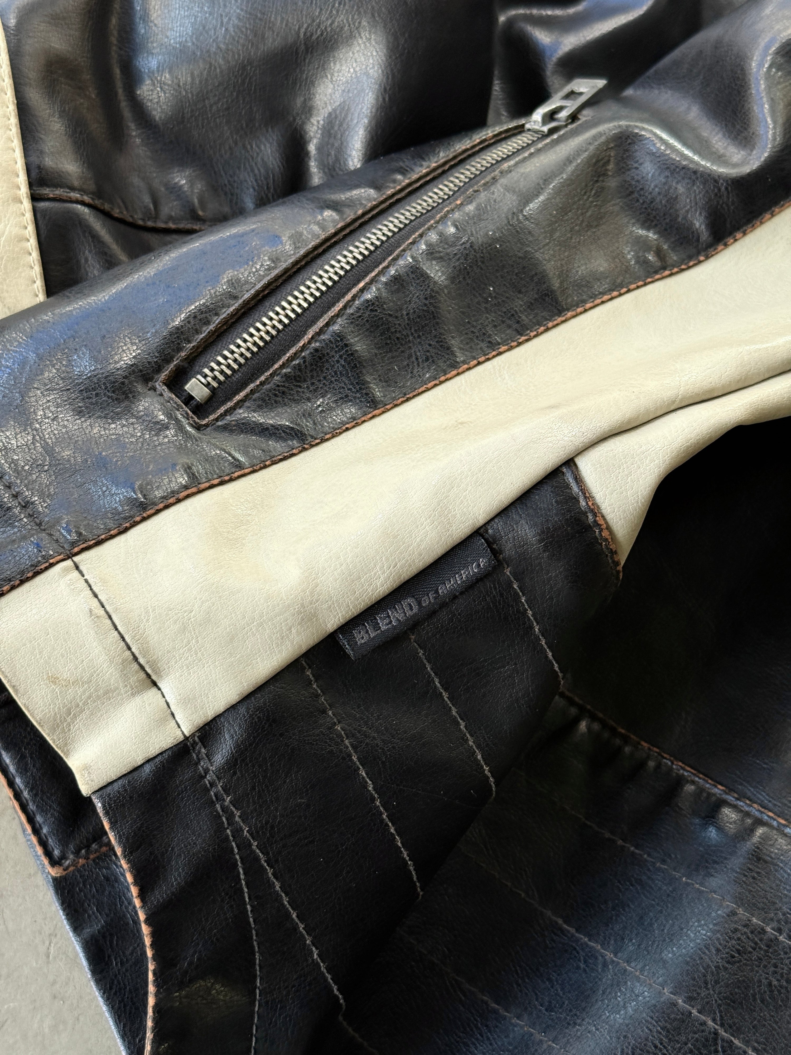 Vintage Blend of America Fake Leather Biker Jacket Black - M