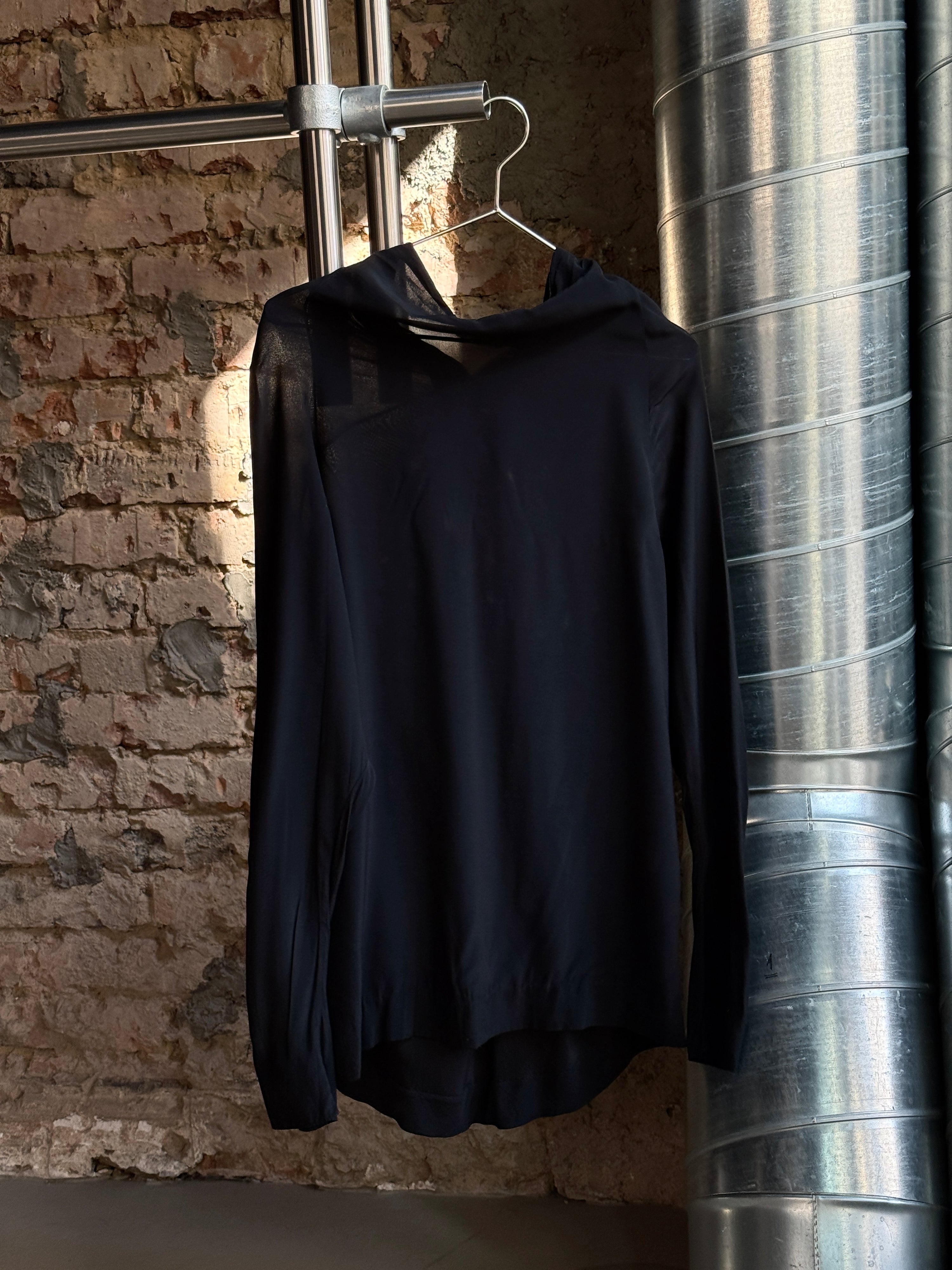 2000s Marni Crinkle Drape Blouse Black - M