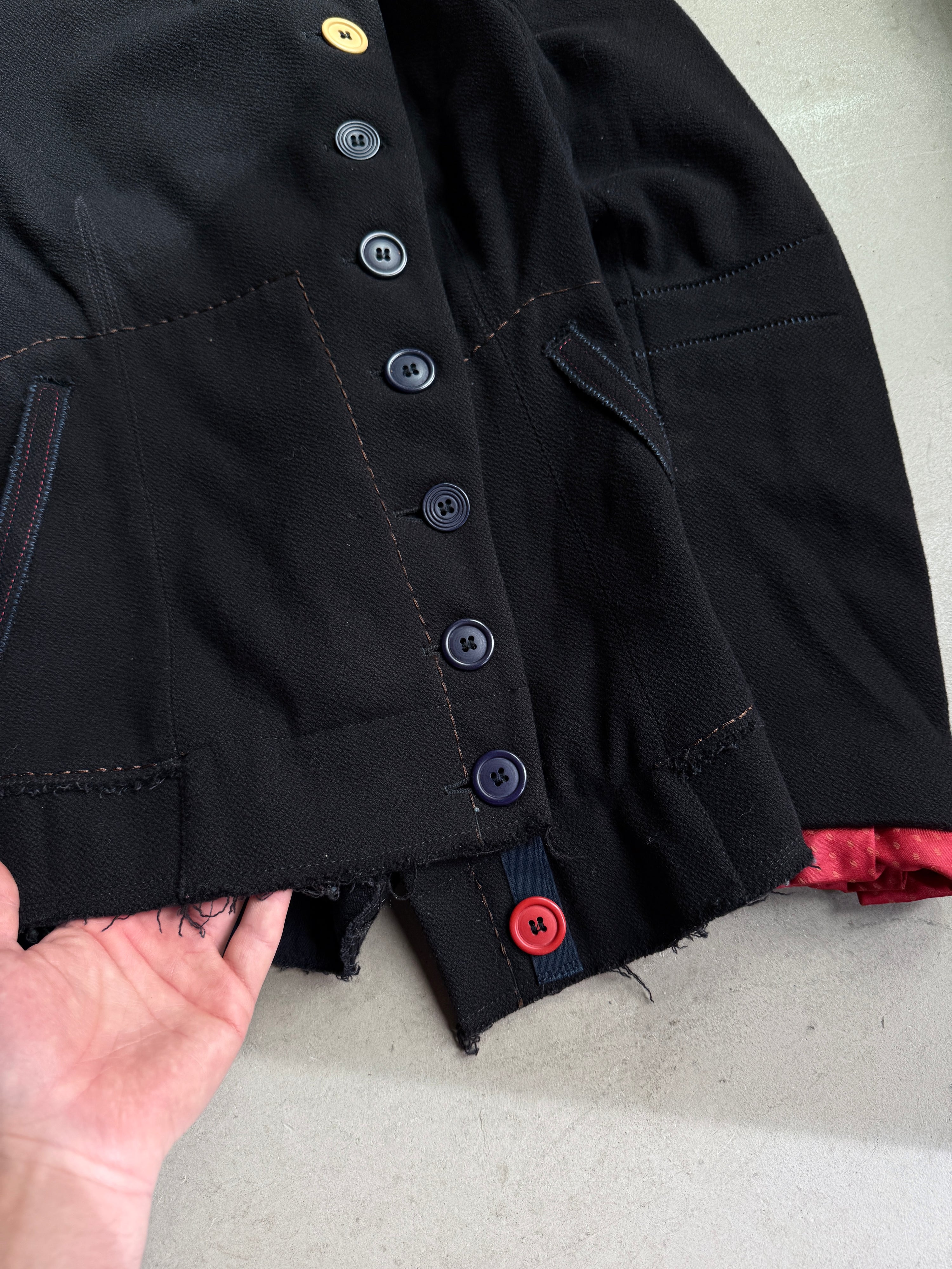 2000s Marithé + François Girbaud Asymmetrical Buttoned Black Officer Jacket - S
