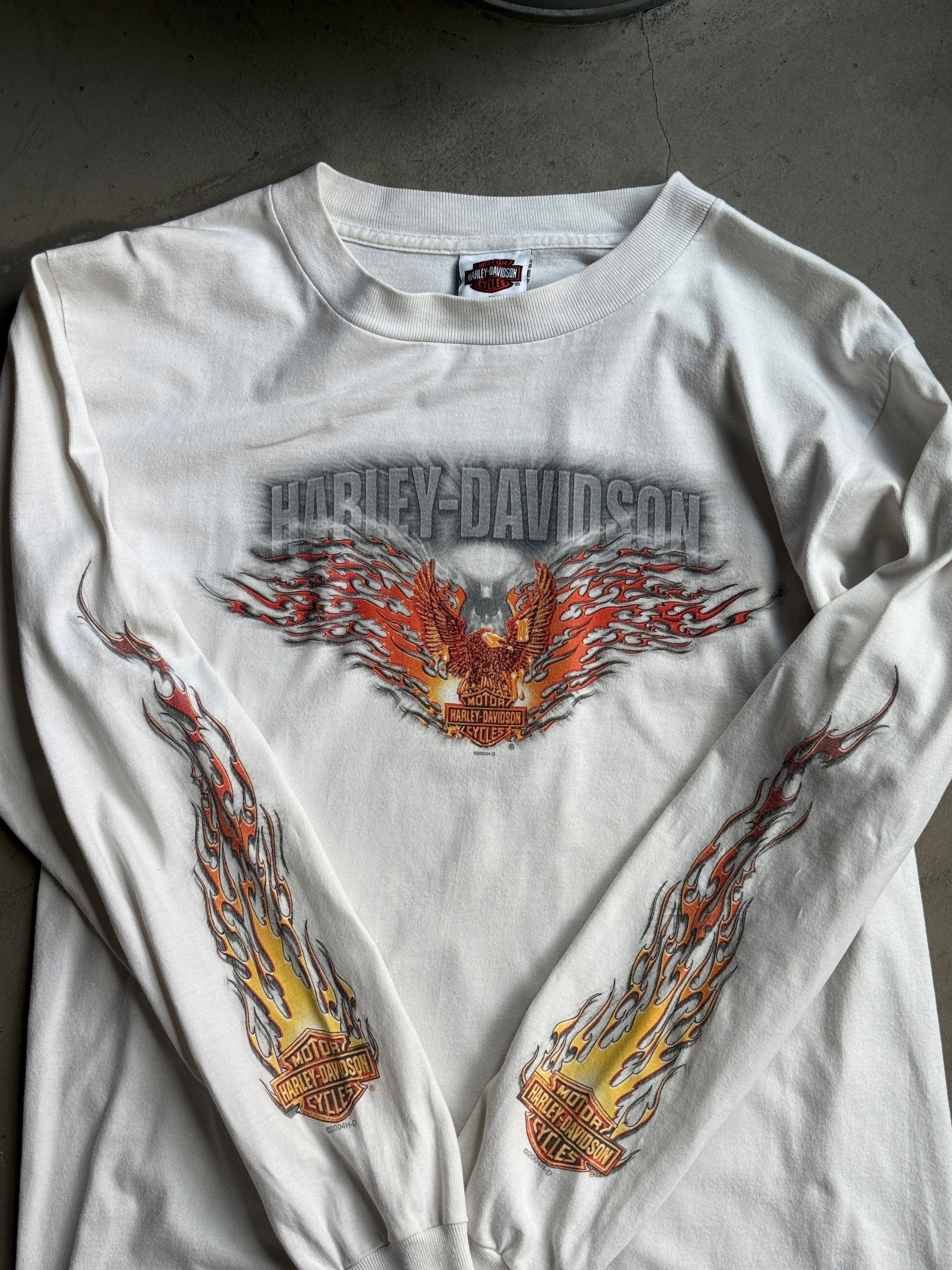 Vintage Harley Davidson "Flame Eagle" Longsleeve White - M
