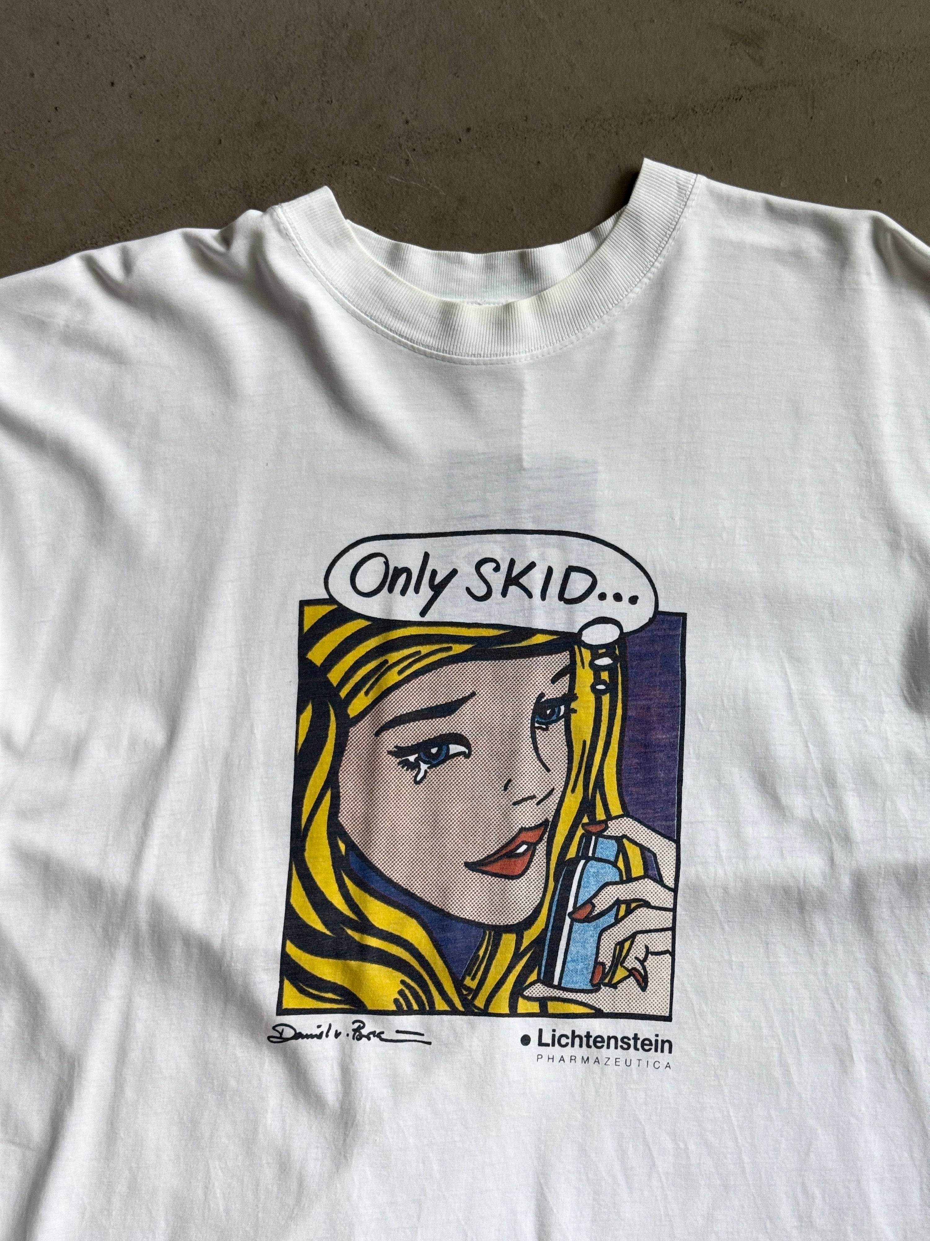 Vintage 1990s Roy Lichtenstein Style Bootleg T-Shirt White - XL