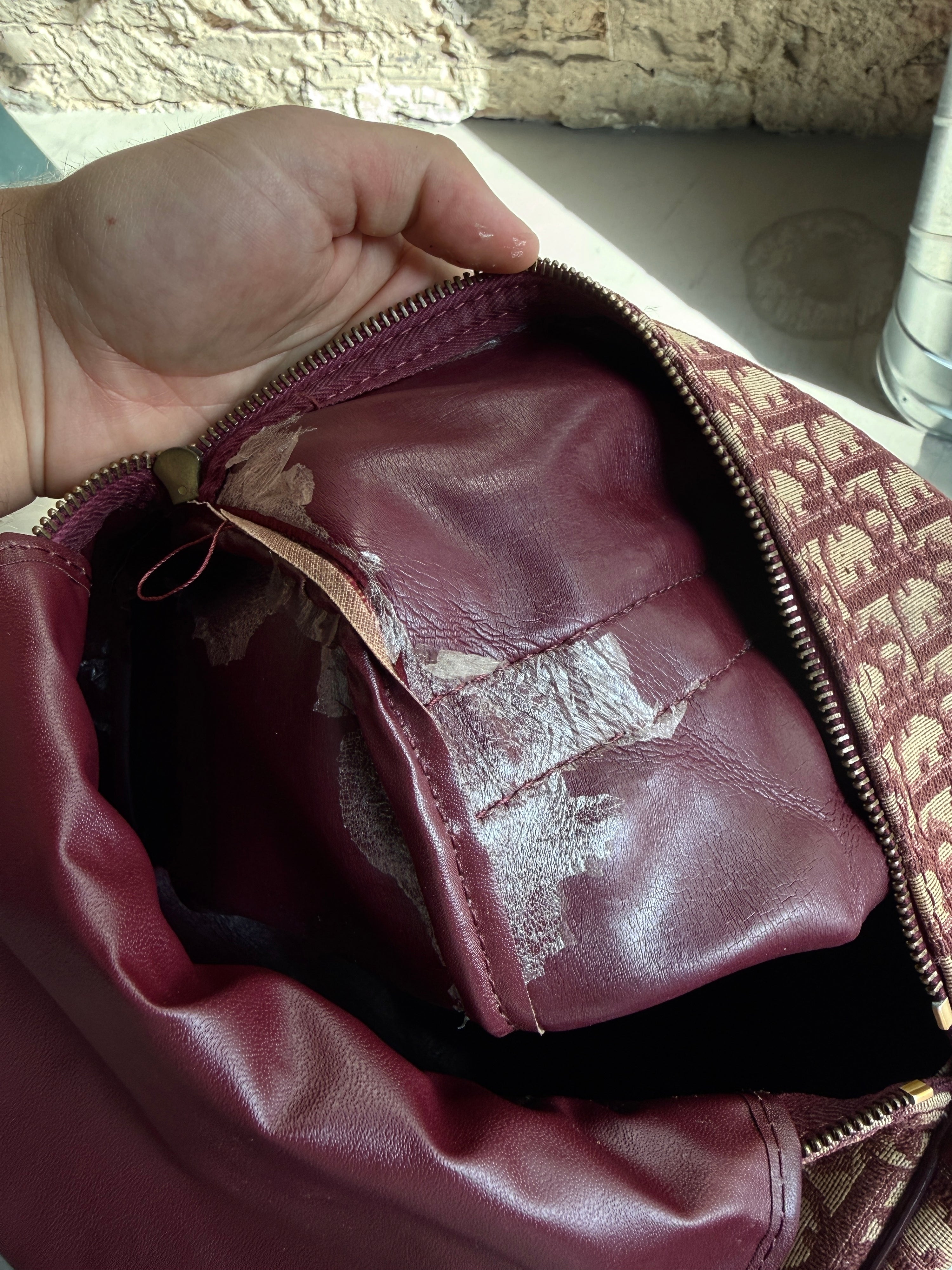 Vintage Dior Trotter Oblique Boston Bag Red