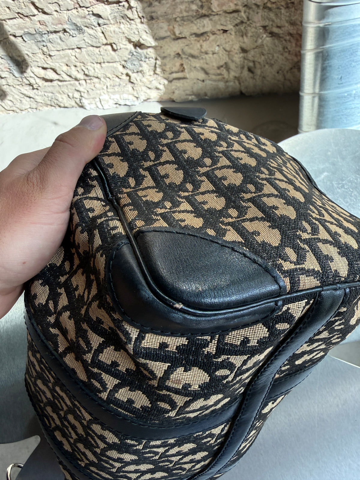 Vintage Dior Trotter Boston Bag Navy