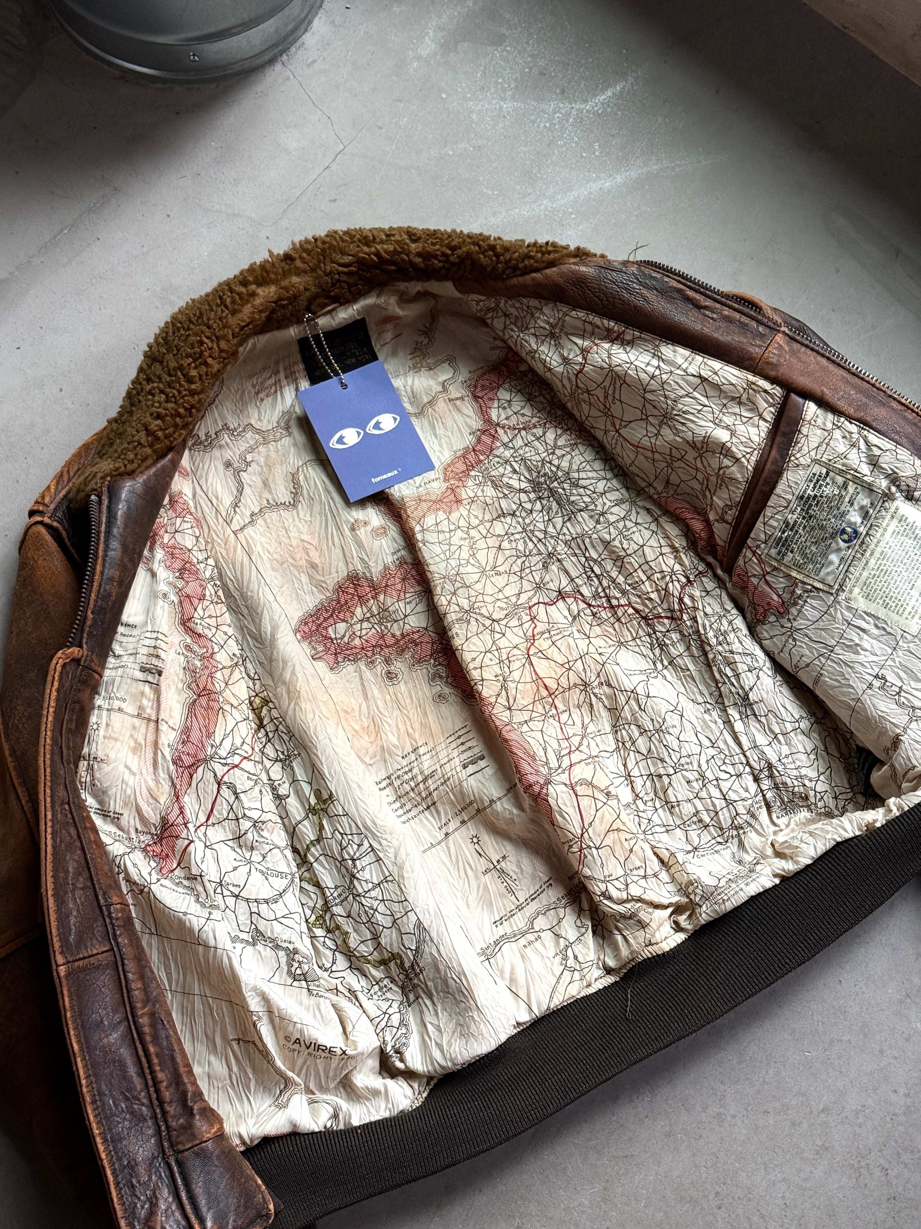 1980s Avirex G-1 Leather Flight Jacket Brown - M