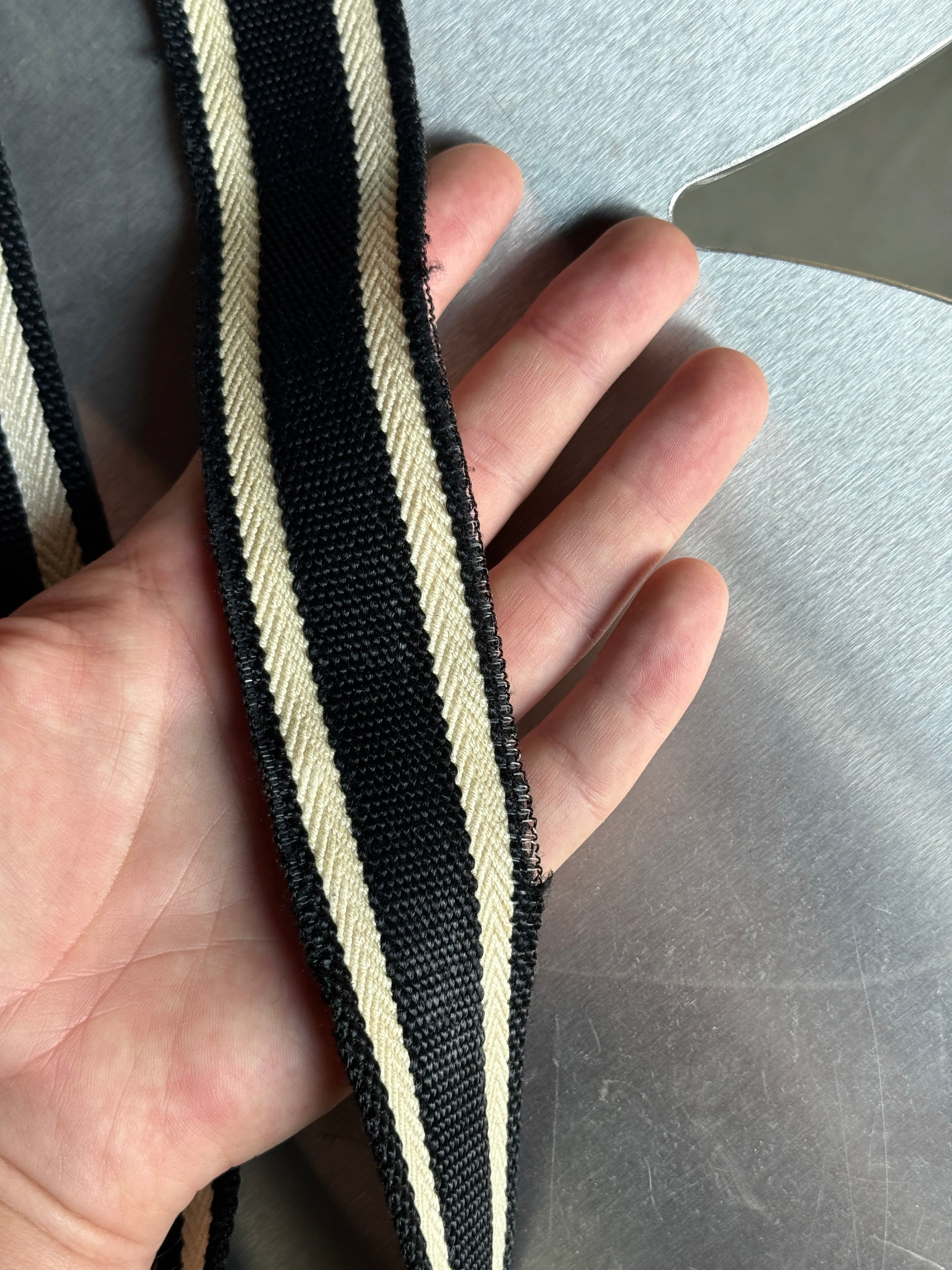 Gucci Striped Web Canvas Belt Black / Cream