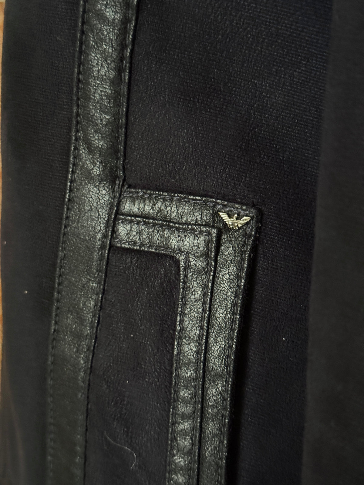 Vintage 00s Armani Jeans Navy Faux Suede / Faux Fur Shearling Aviator Jacket - XS