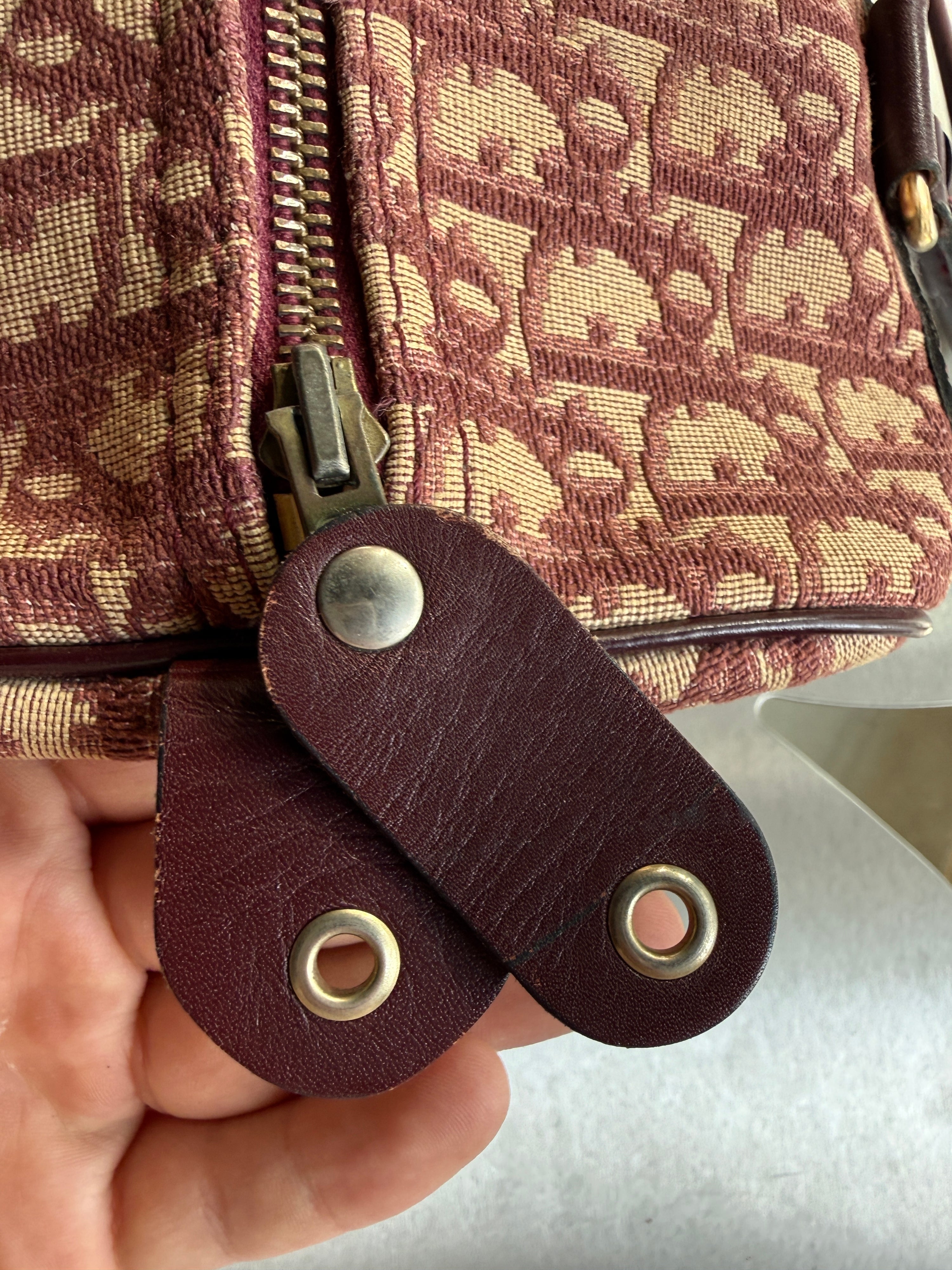 Vintage Dior Trotter Oblique Boston Bag Red