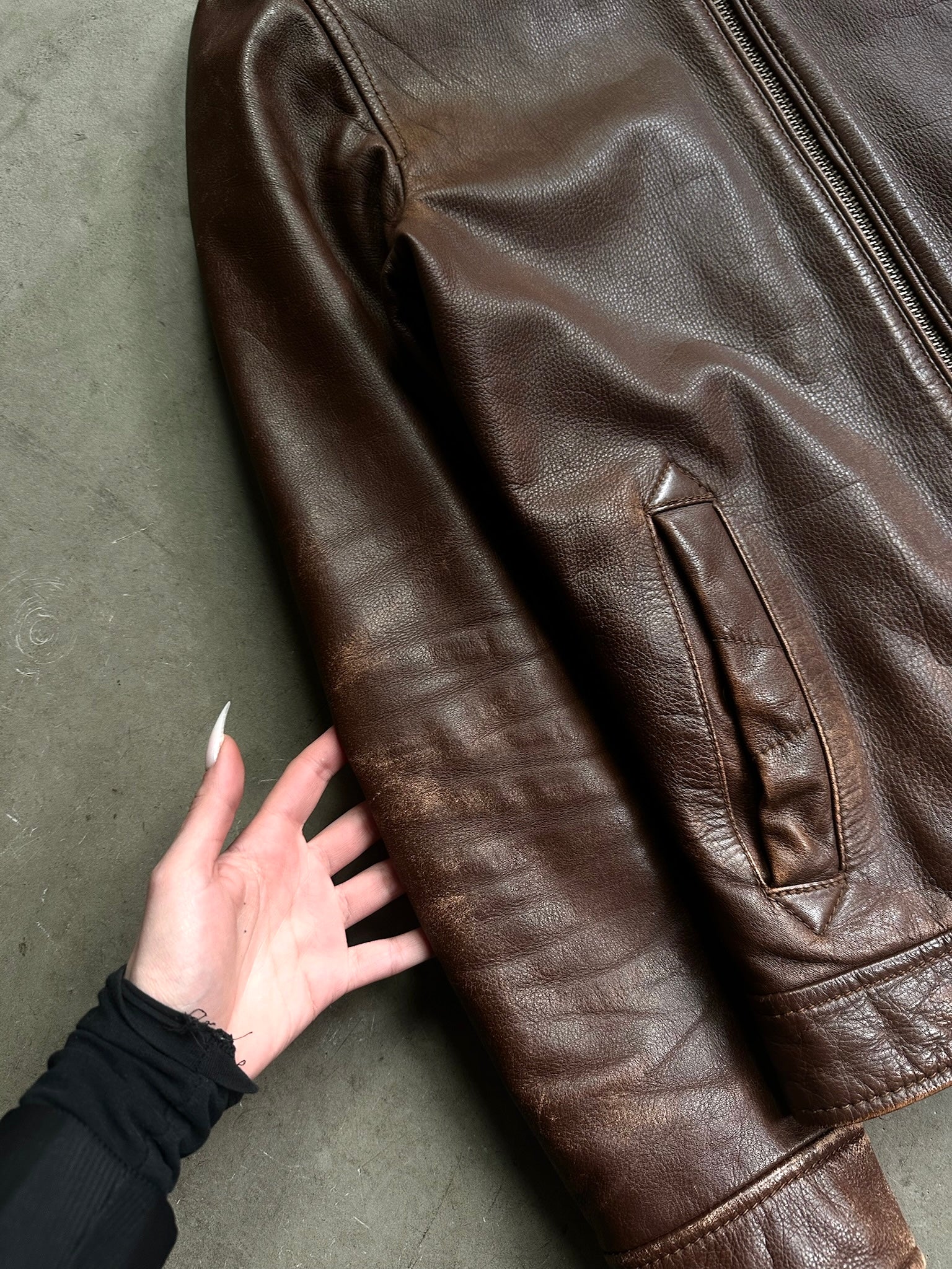 2000s Chevignon Leather Jacket Brown (new) - S