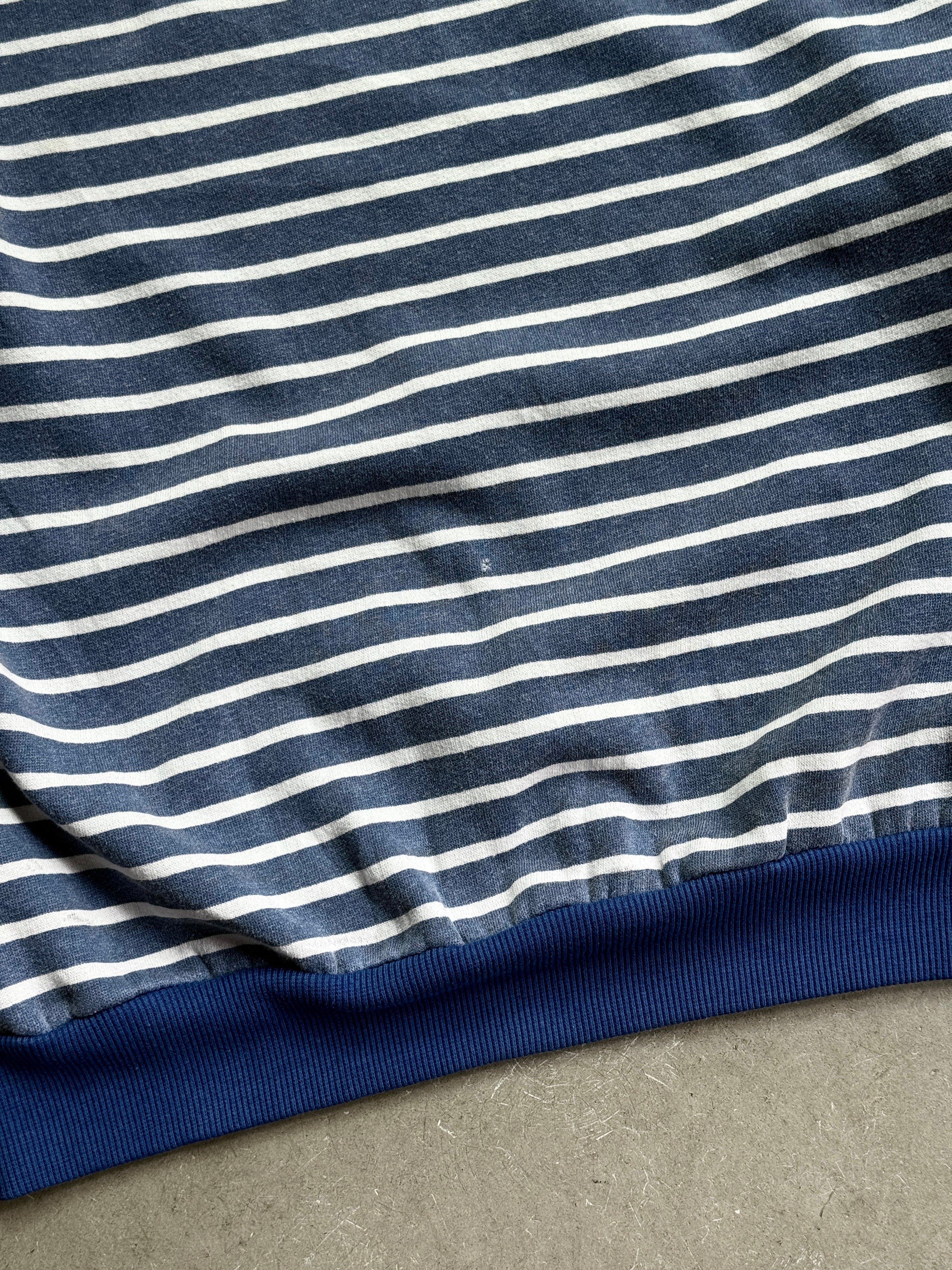 Vintage Sears Roebuck Trashed Striped Sailor Sweater Blue - M