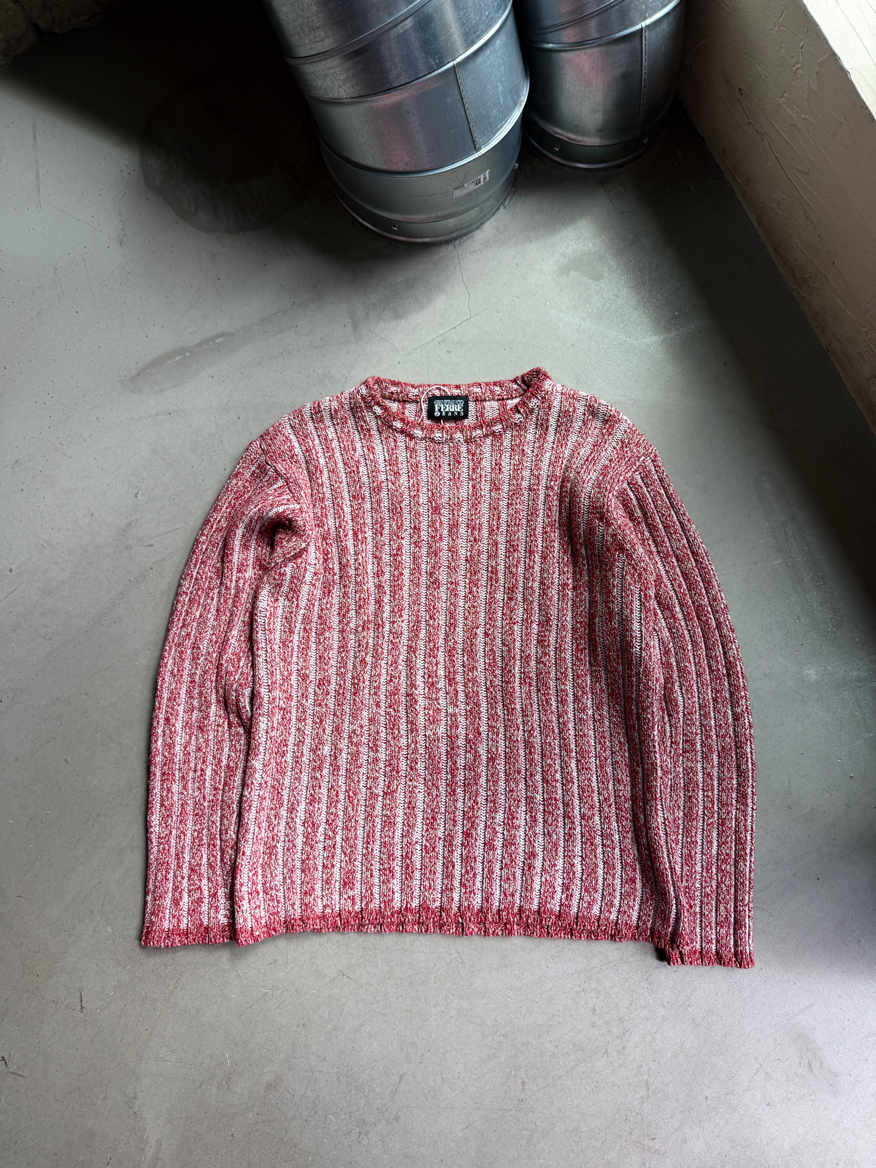 Vintage 1990s Gianfranco Ferre Cable Knit Red