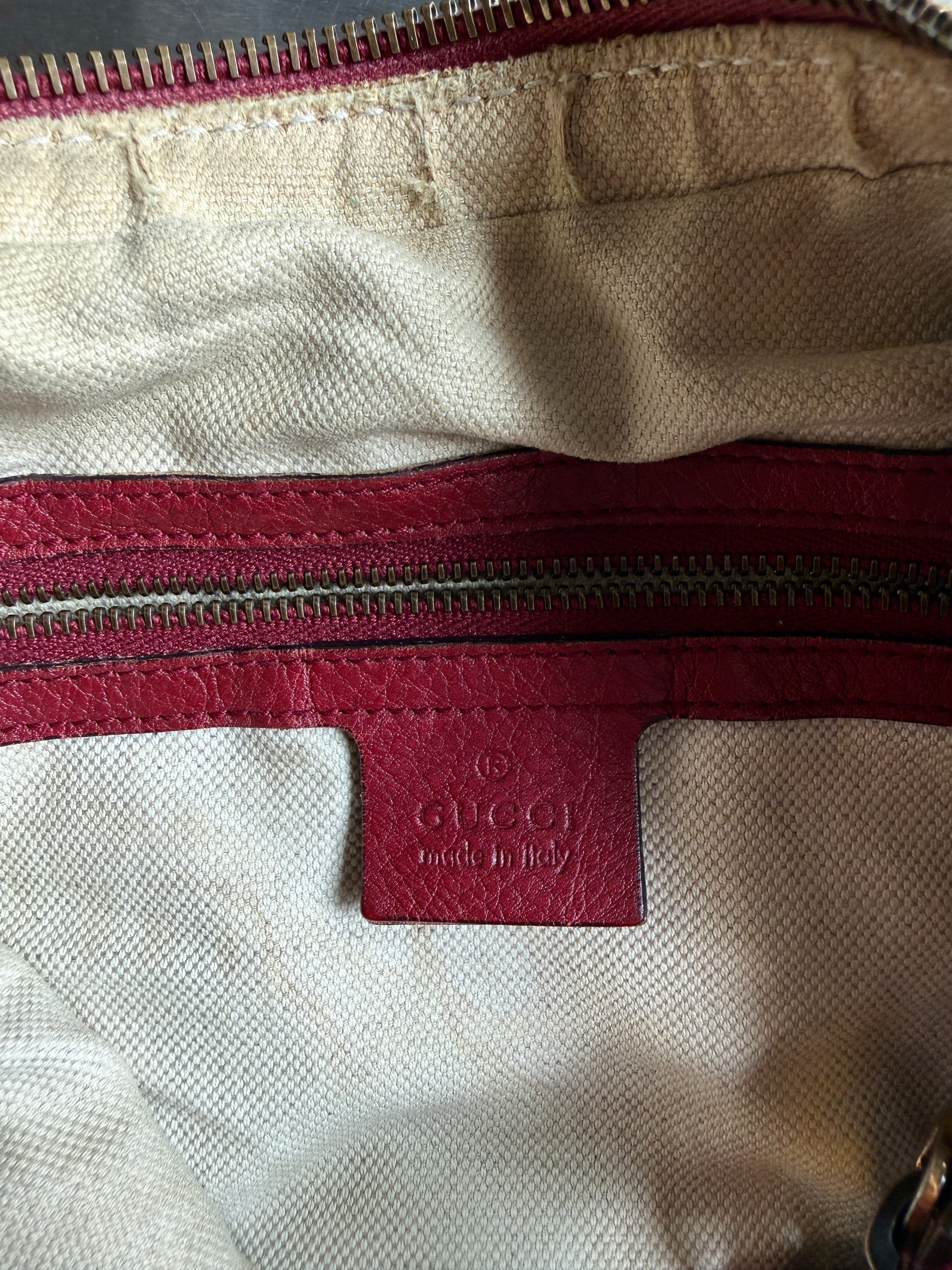Vintage Small Gucci Hobo Bag Beige / Red