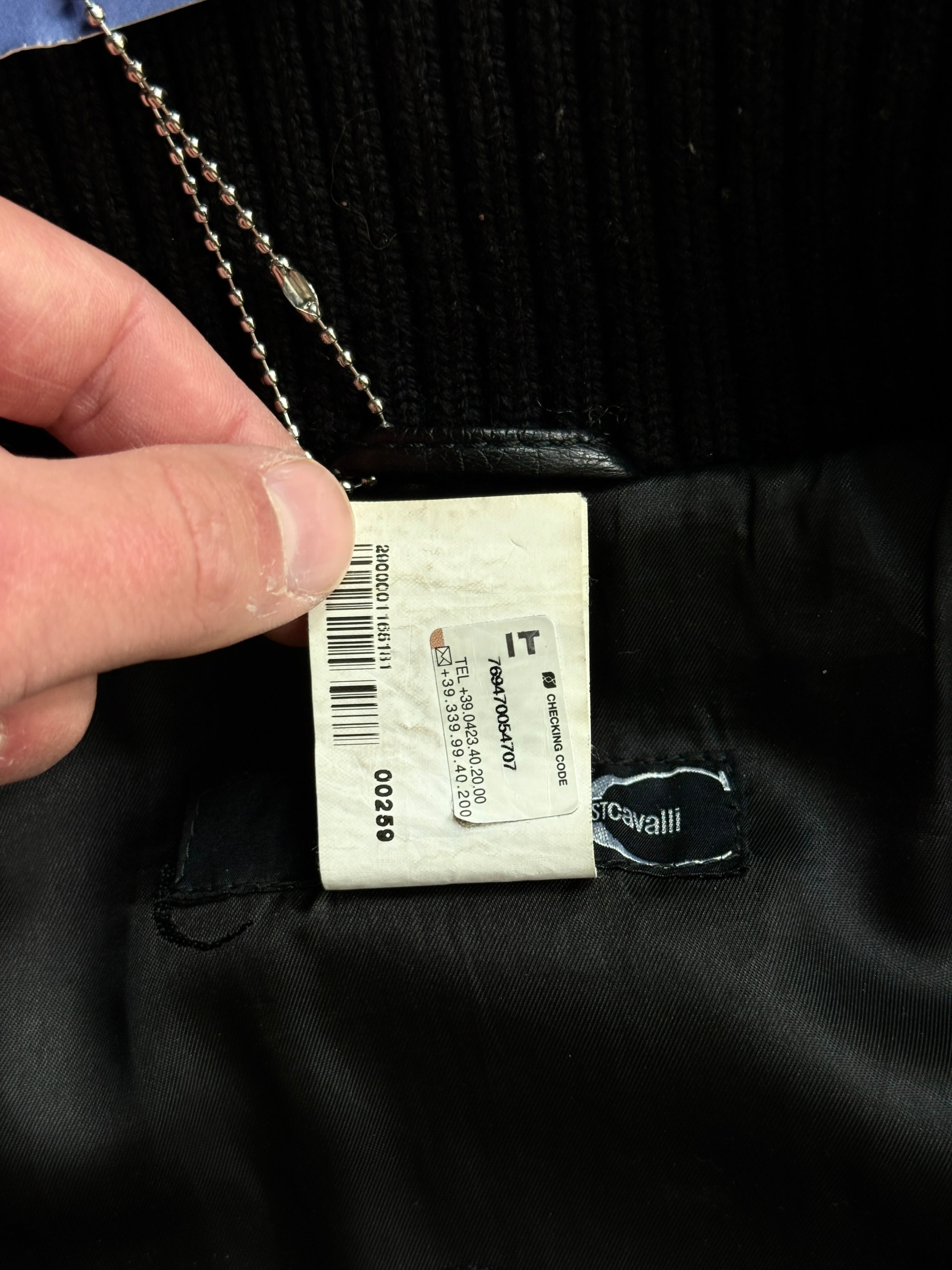 Vintage AW2004 Just Cavalli Cinched Diamond Quilted Leather Jacket Black - M