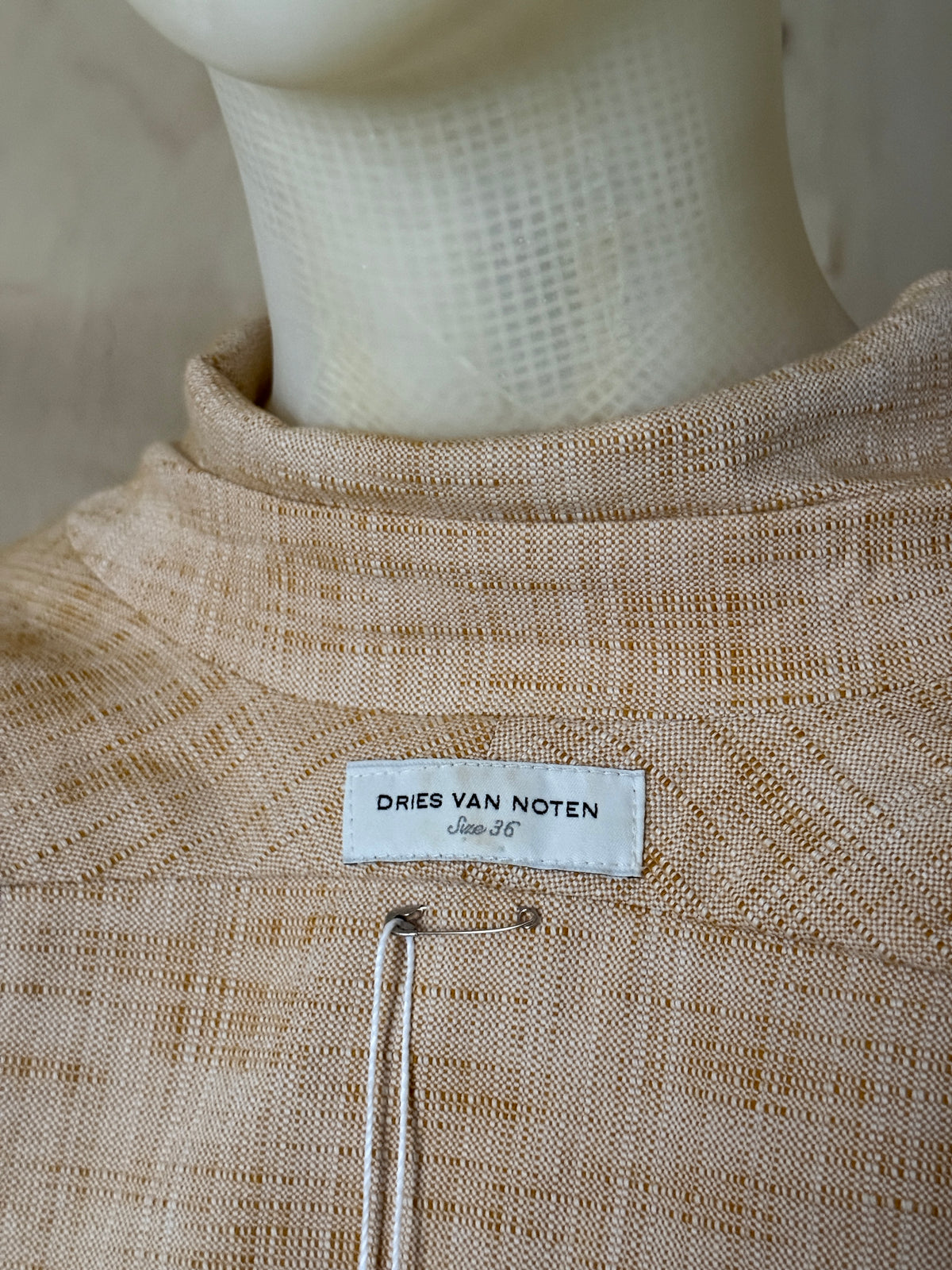 Dries Van Noten Belted Textured Melange Beige Shirt Jacket - S